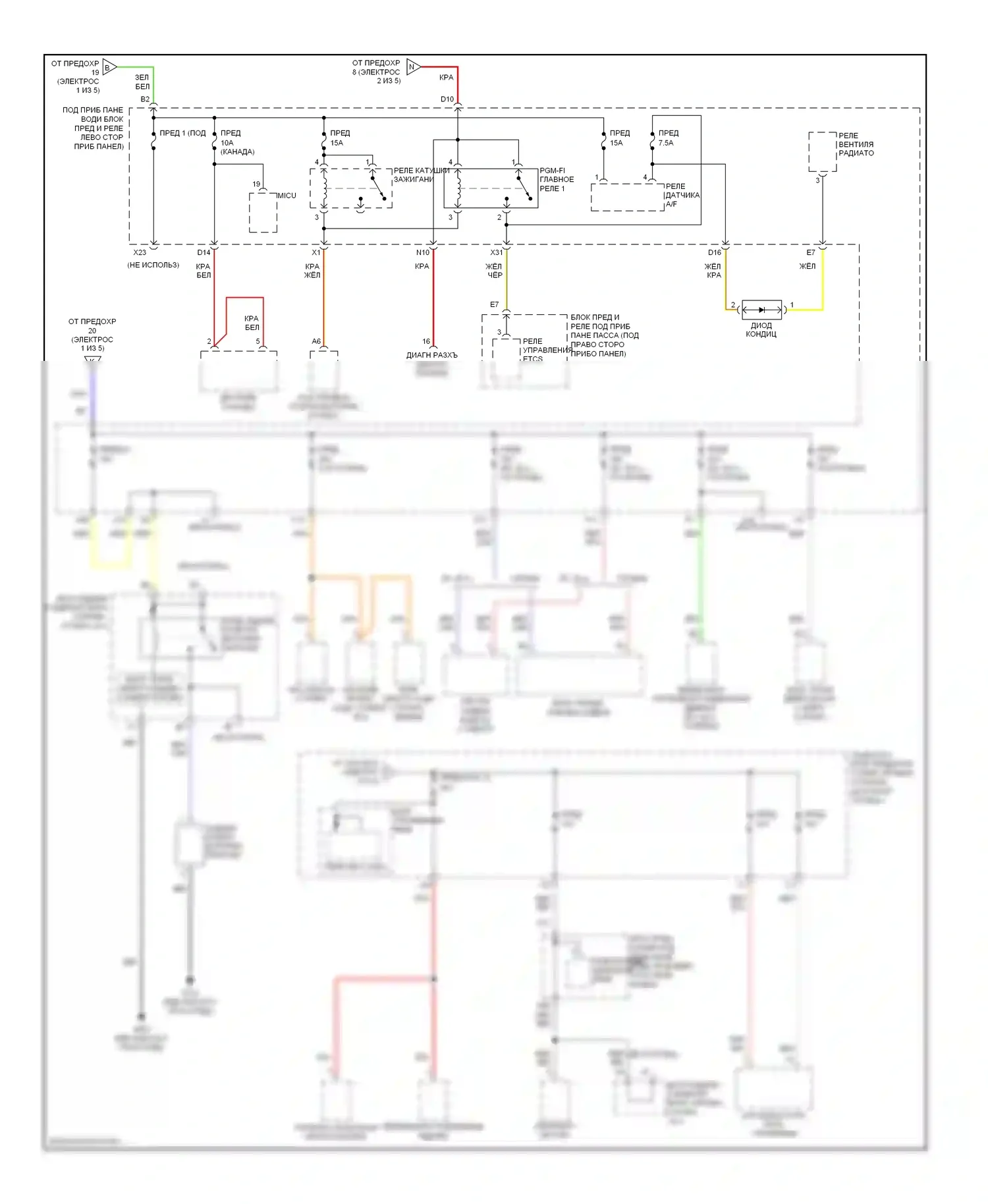 Odyssey Honda III (2003-2008): Электросхема блока предохранителей реле (5 из 5) 