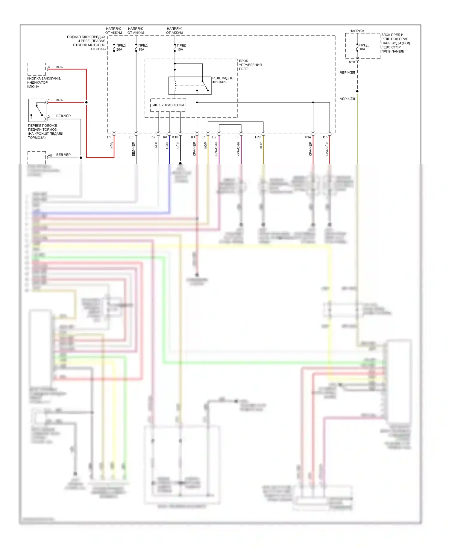 Odyssey Honda III (2003-2008): Электросхема фар и фонарей (2 из 2) 