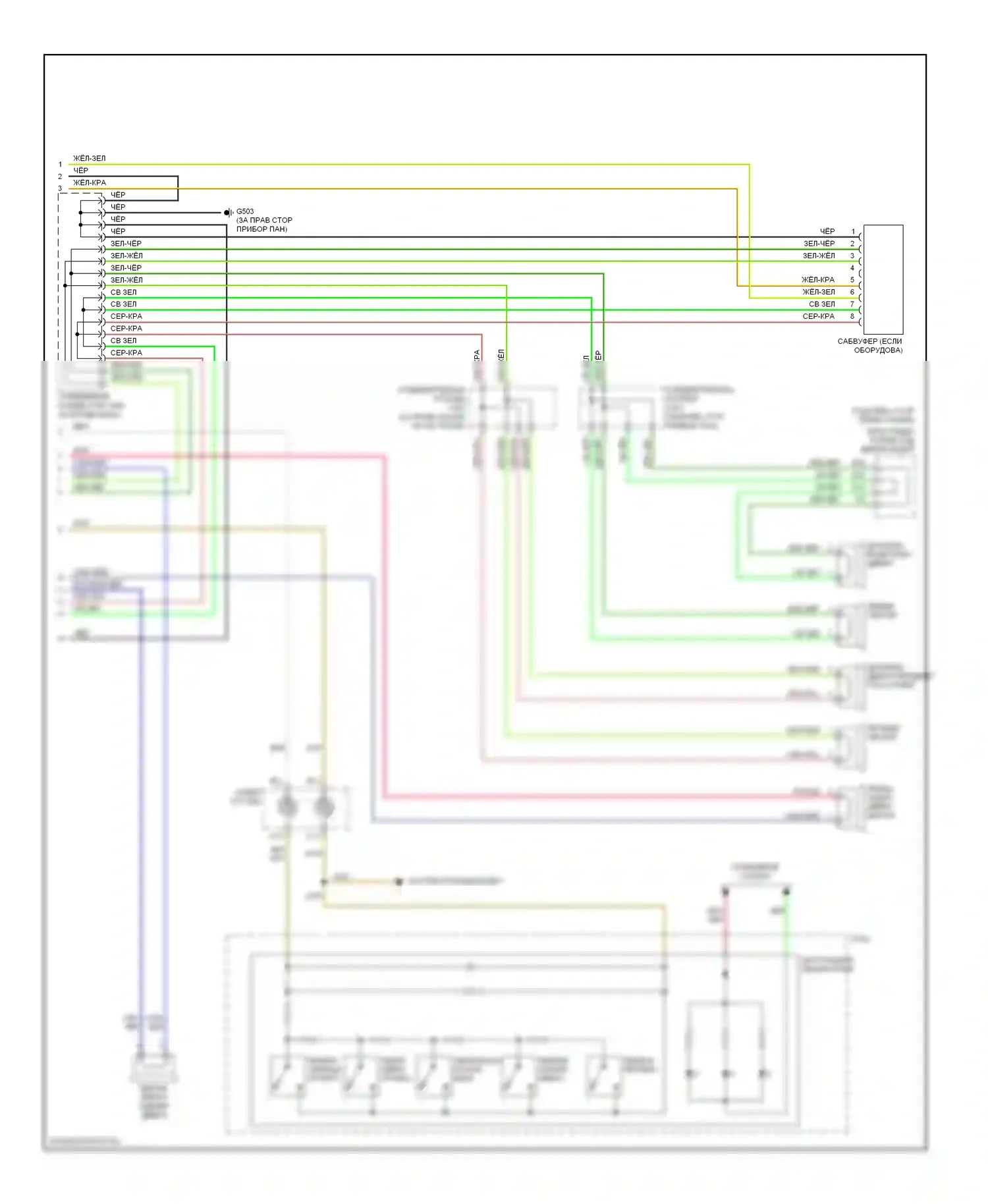 Odyssey Honda III (2003-2008): Электросхема магнитолы, ex-l без навигации (2 из 2) 