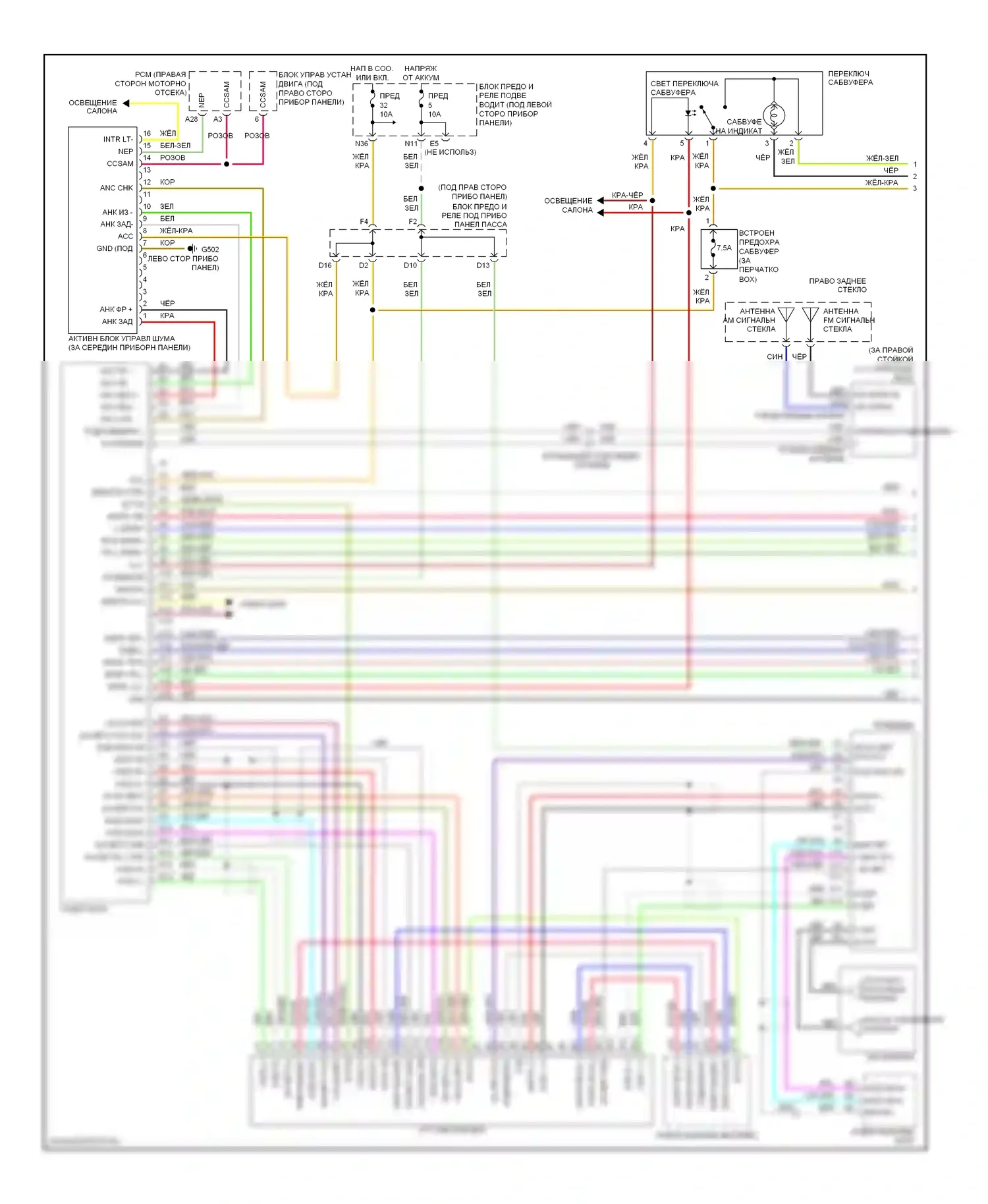 Odyssey Honda III (2003-2008): Электросхема магнитолы, ex-l с навигацией (1 из 2) 
