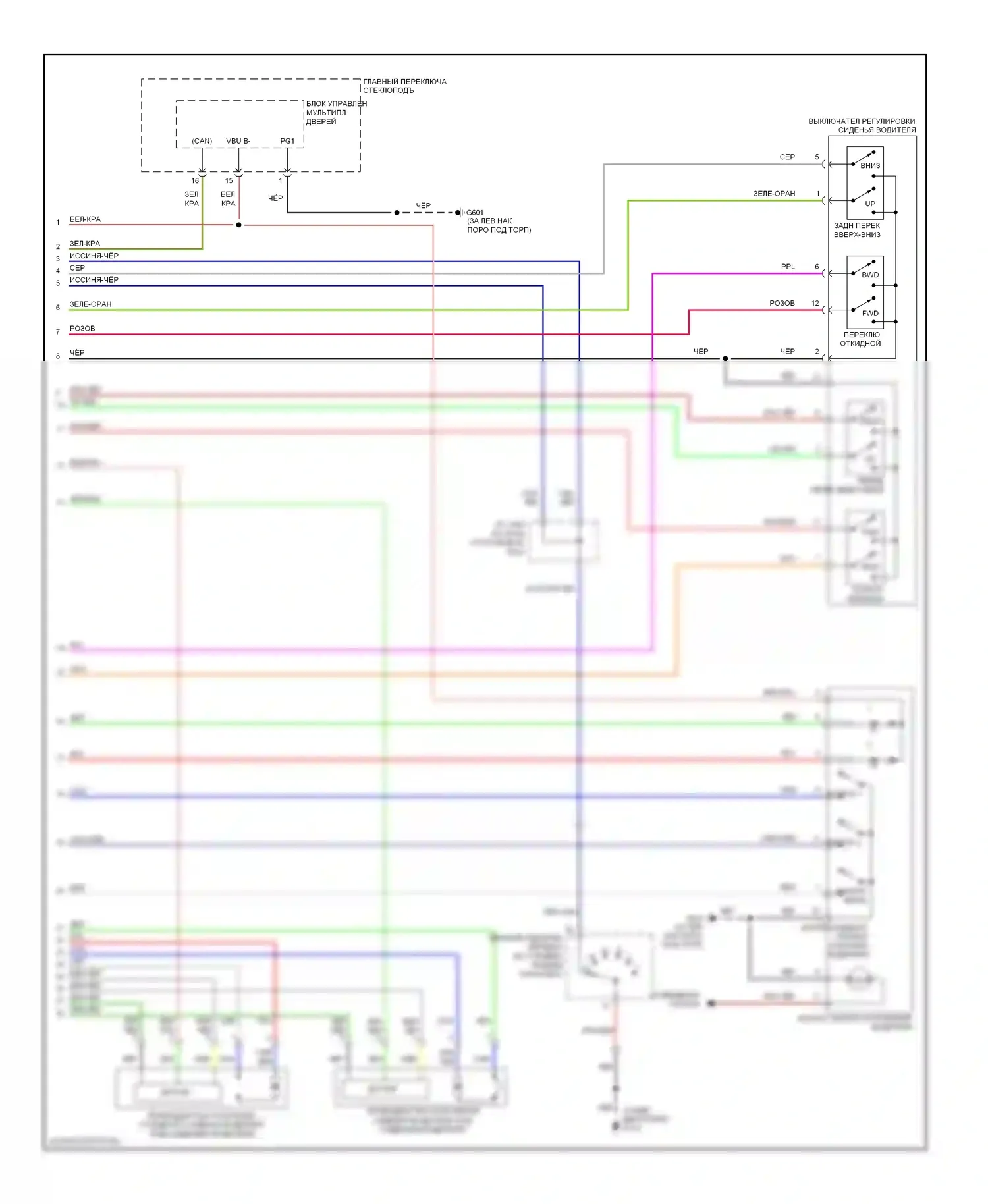 Odyssey Honda III (2003-2008): Электросхема систем памяти (2 из 2) 