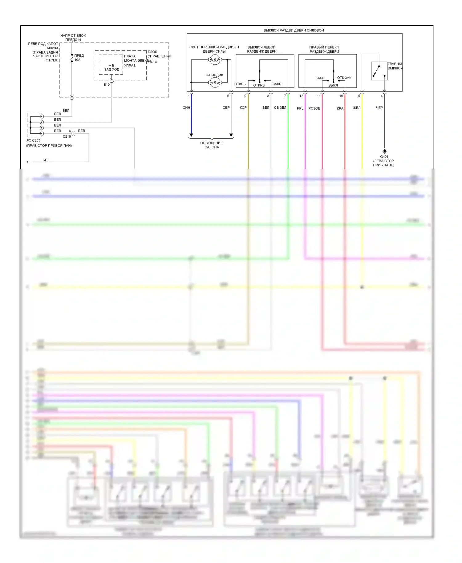 Odyssey Honda IV (2008-2013): Электросхема раздвижной двери (2 из 4) 