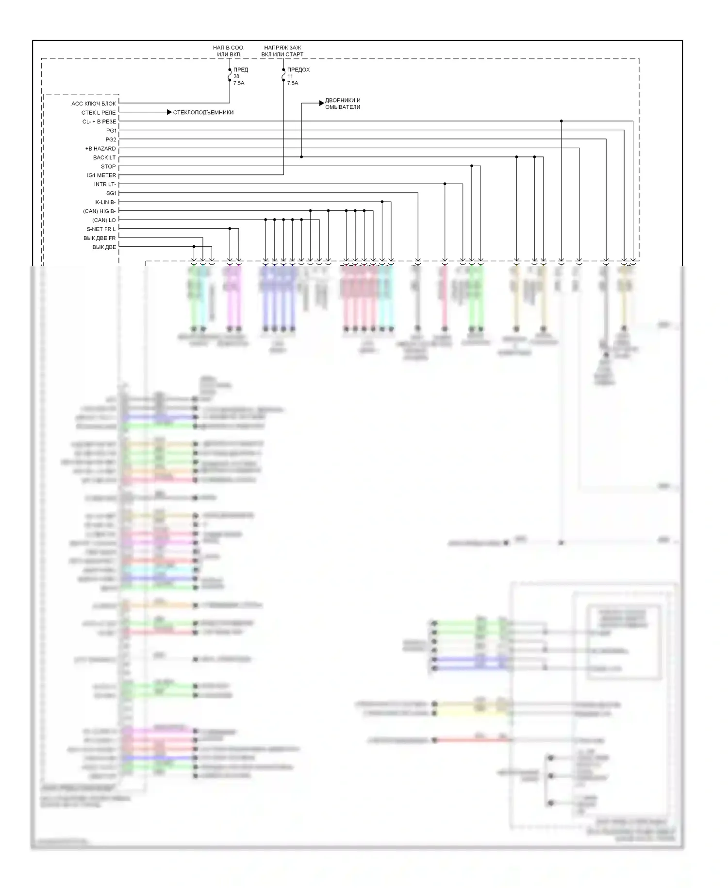 Odyssey Honda IV (2008-2013): Электросхема блоков управления кузовом (1 из 2) 