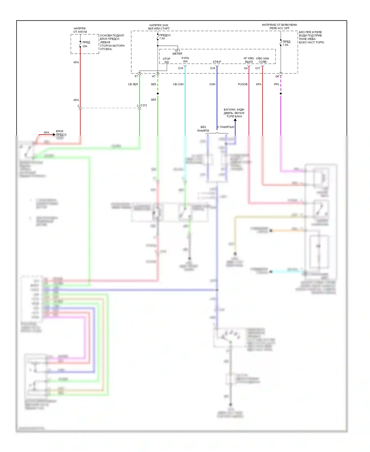 Odyssey Honda IV (2008-2013): Электросхема блокировки селектора 