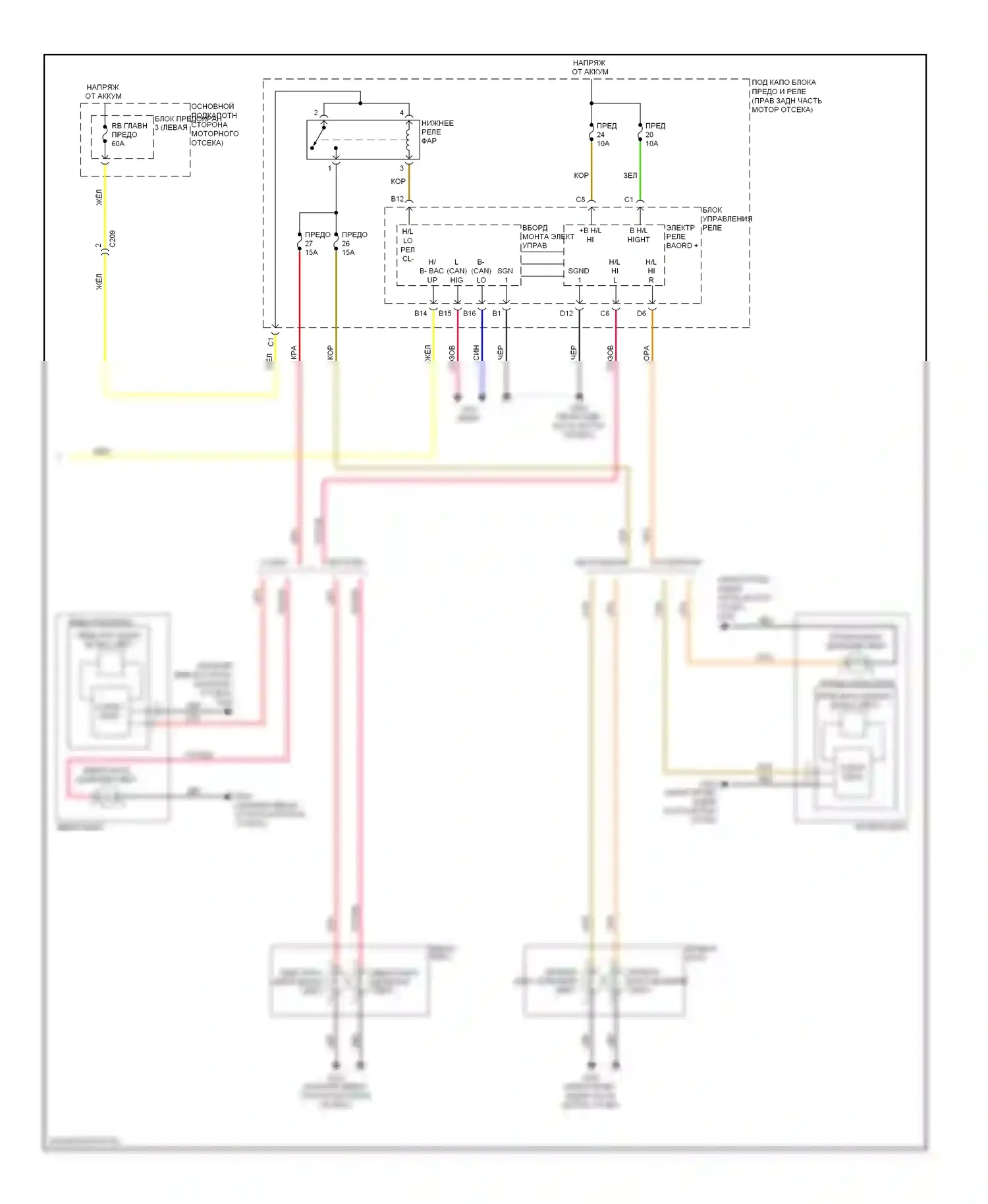 Odyssey Honda IV (2008-2013): Электросхема фар (2 из 2) 