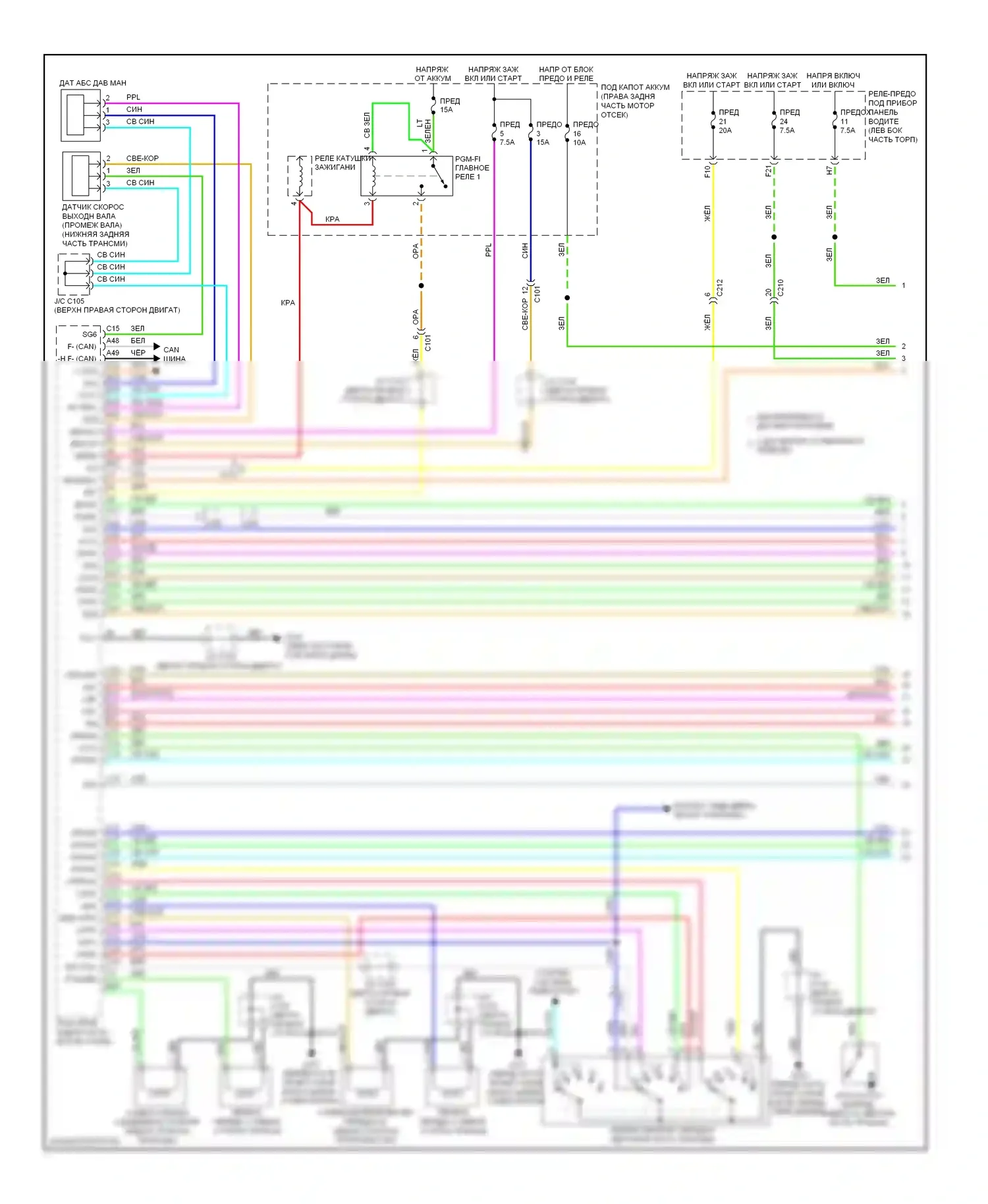 Odyssey Honda IV (2008-2013): Электросхема автоматической коробки передач, 6-ступенчатая (1 из 2) 