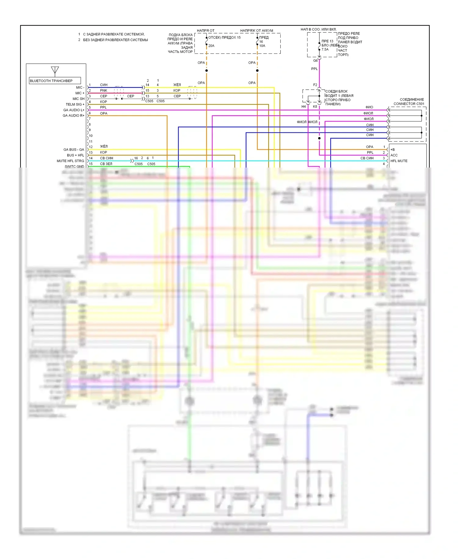 Odyssey Honda IV (2008-2013): Электросхема блока hands free, с навигацией 