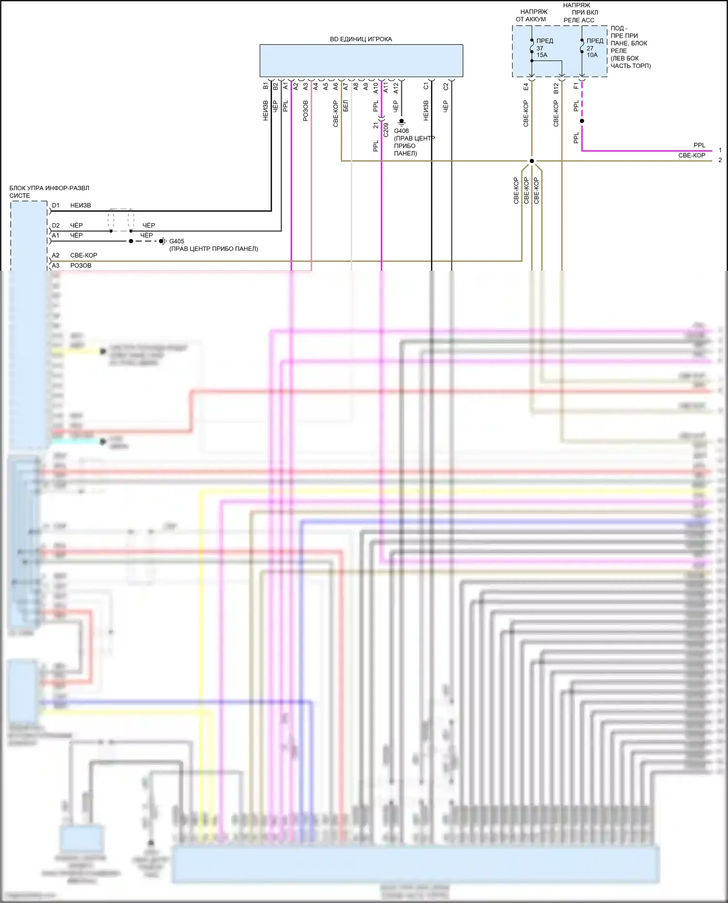 Odyssey Honda V рестайлинг 2 (2020-2024): Электросхема магнитолы, с дисплеем и 11 динамиками (1 из 6) 