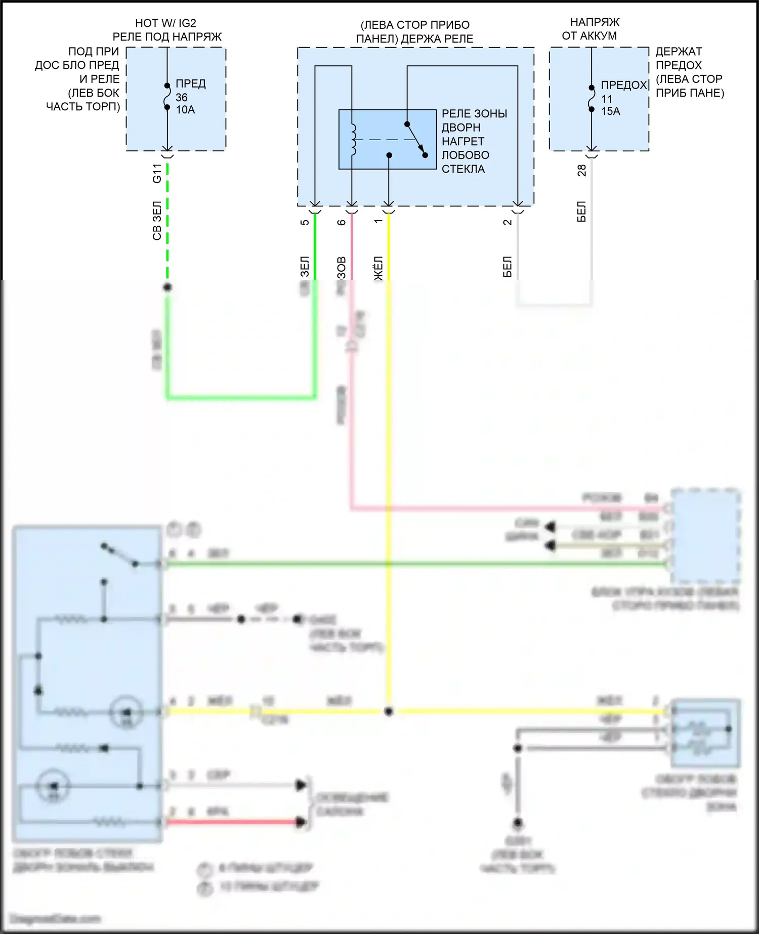 Odyssey Honda V рестайлинг 2 (2020-2024): Электросхема обогреваемого лобового стекла 