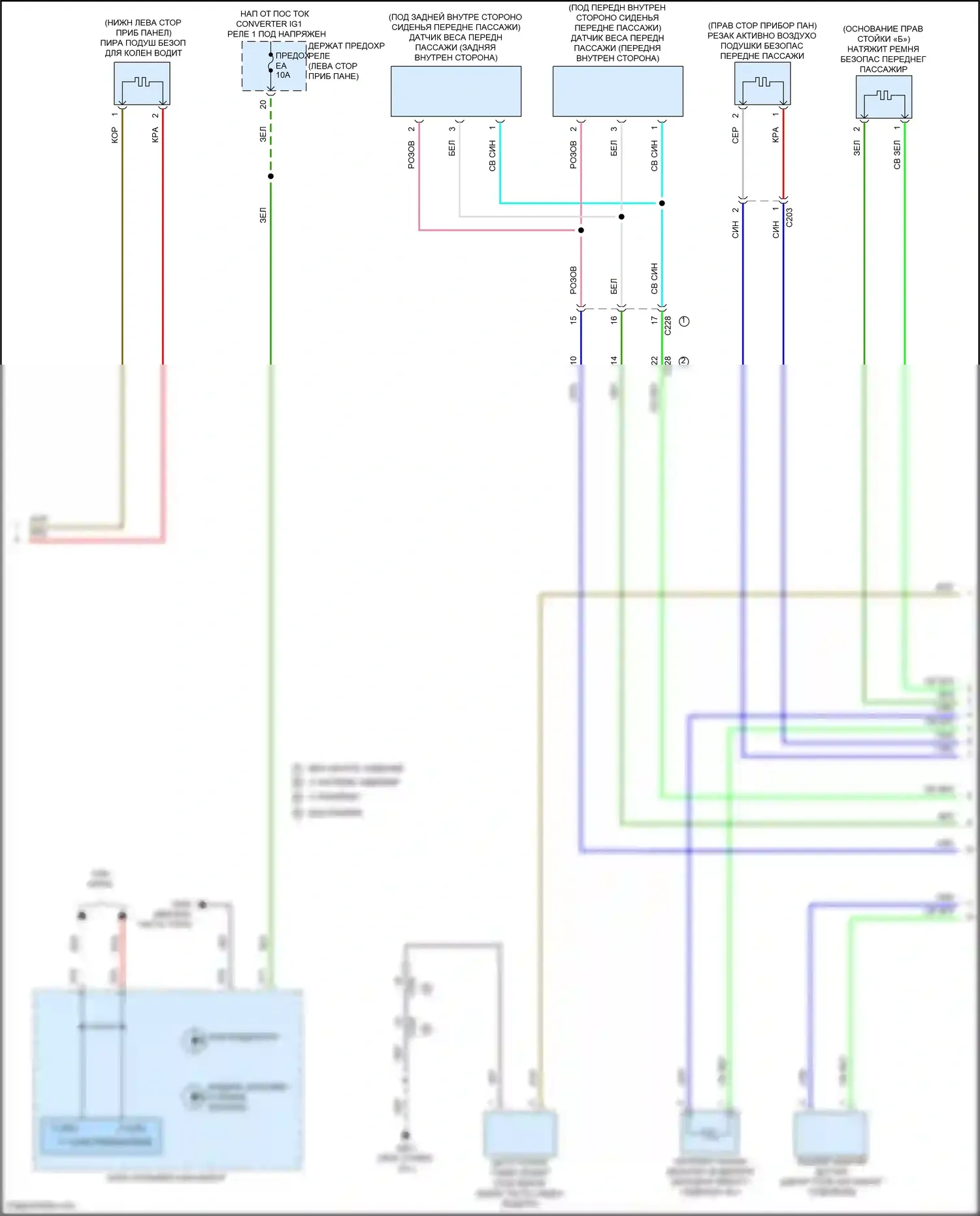 Odyssey Honda V рестайлинг 2 (2020-2024): Электросхема подушек безопасности (2 из 3) 