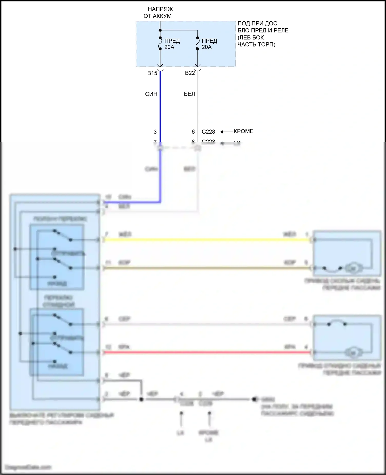 Odyssey Honda V рестайлинг 2 (2020-2024): Электросхема сиденья питания для пассажиров 