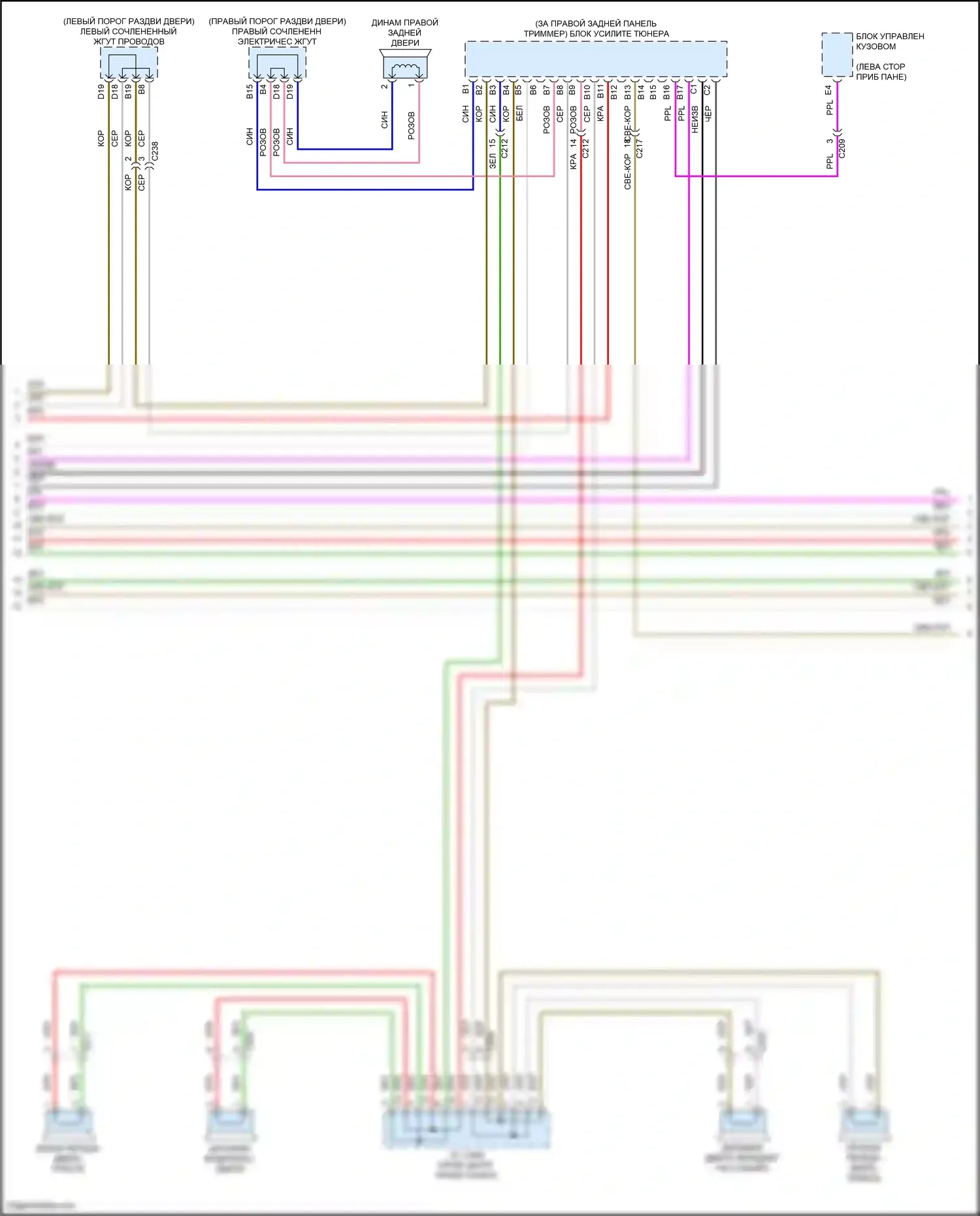 Odyssey Honda V рестайлинг 2 (2020-2024): Электросхема навигации, 7 динамиков (3 из 6) 