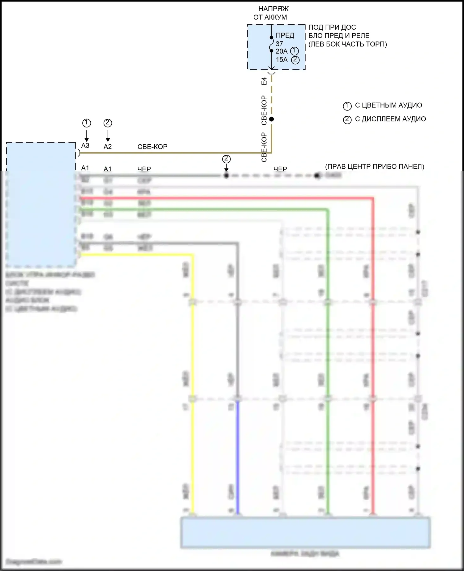 Odyssey Honda V рестайлинг 2 (2020-2024): Электросхема задней камеры 