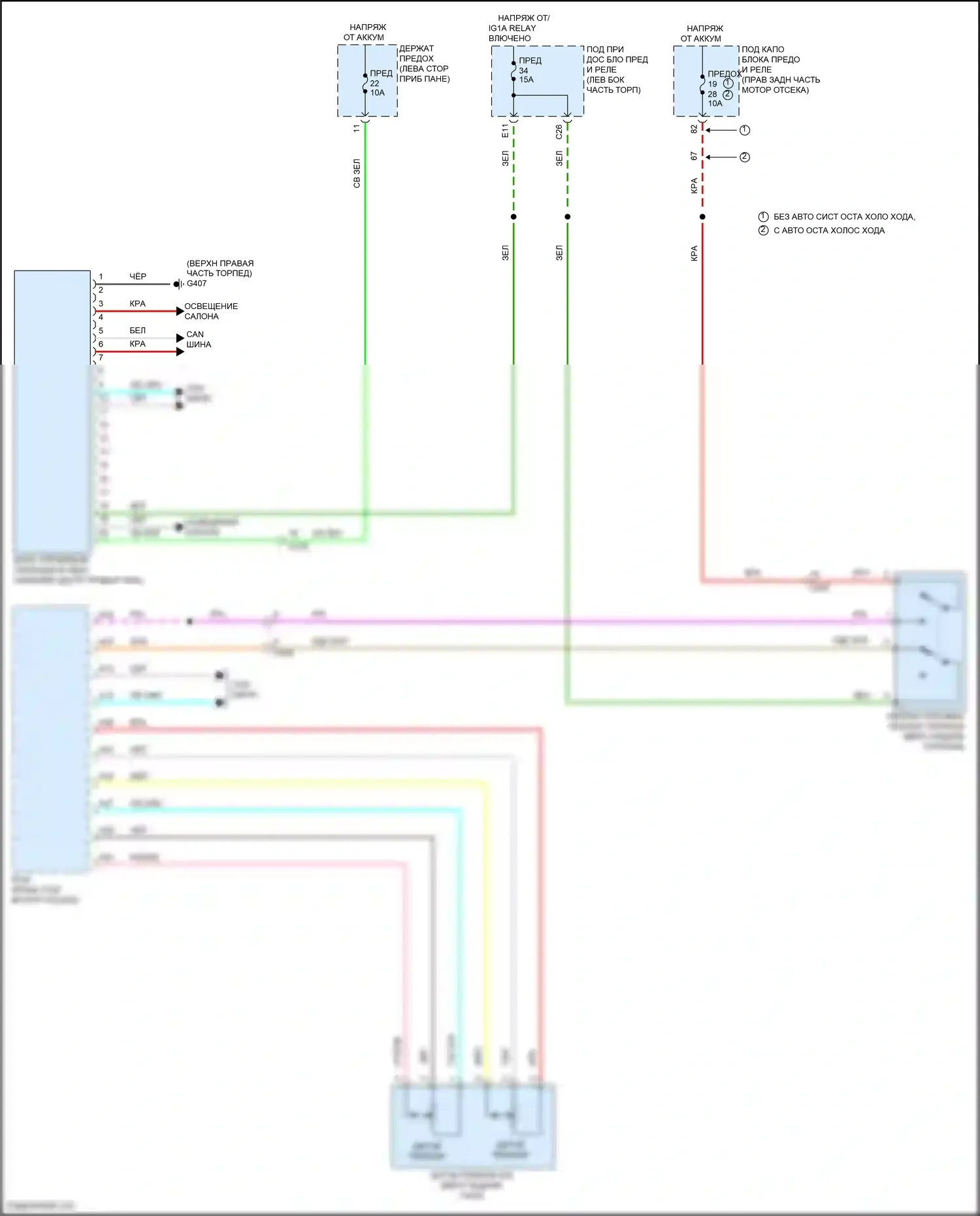 Odyssey Honda V рестайлинг (2017-2020): Электросхема блокировки селектора 