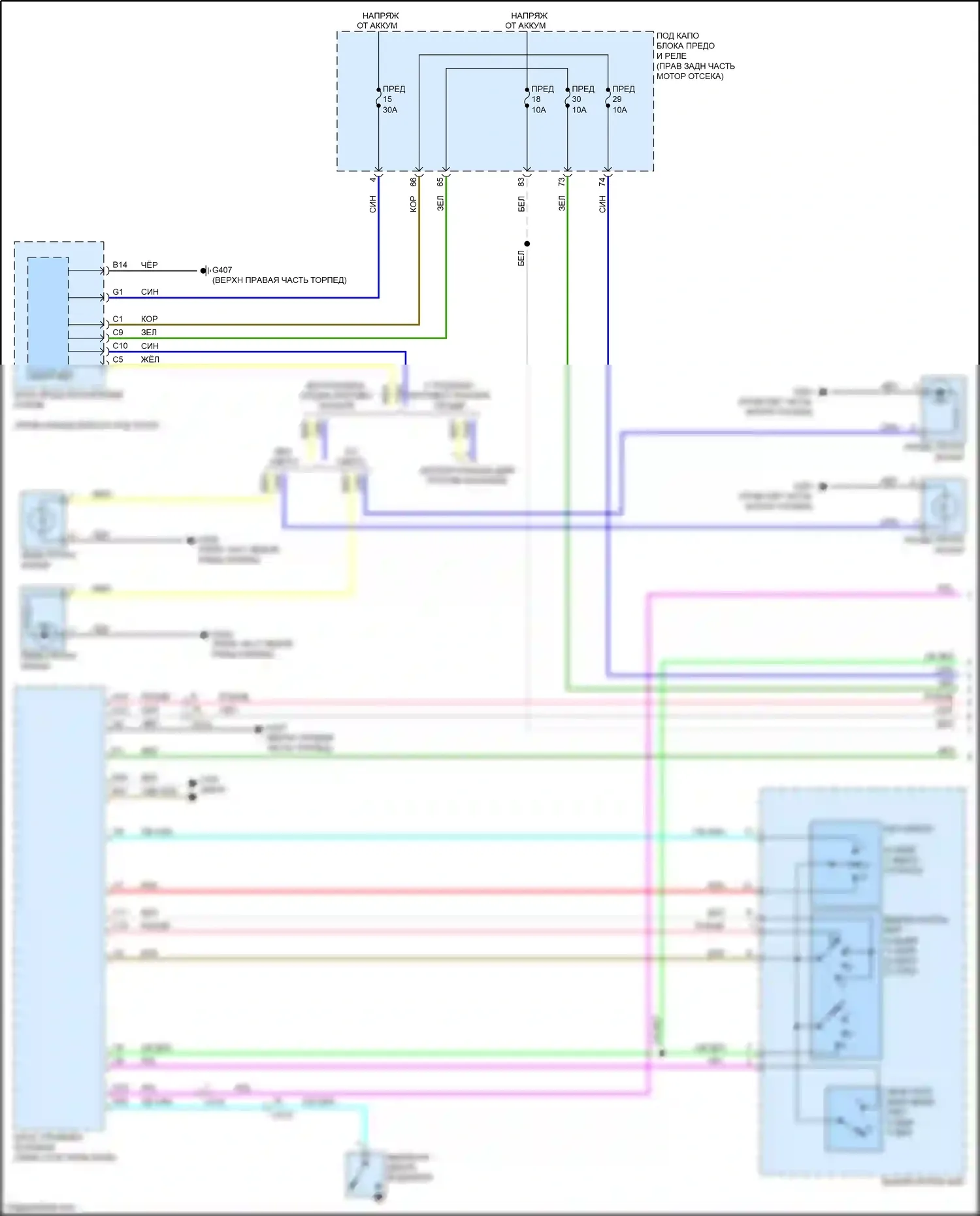 Odyssey Honda V рестайлинг (2017-2020): Электросхема фар (1 из 2) 