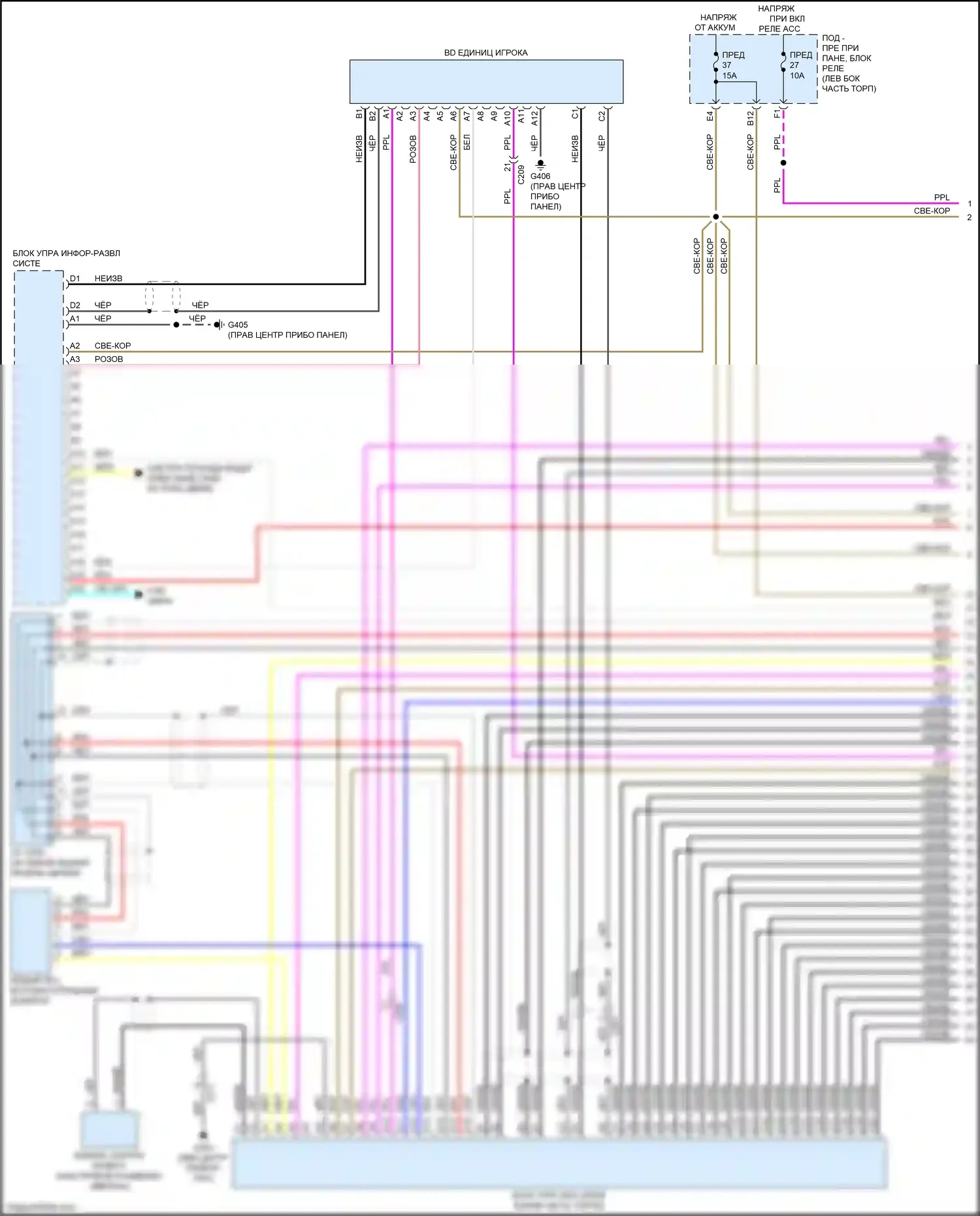 Odyssey Honda V рестайлинг (2017-2020): Электросхема магнитолы, с дисплеем и 11 динамиками (1 из 6) 