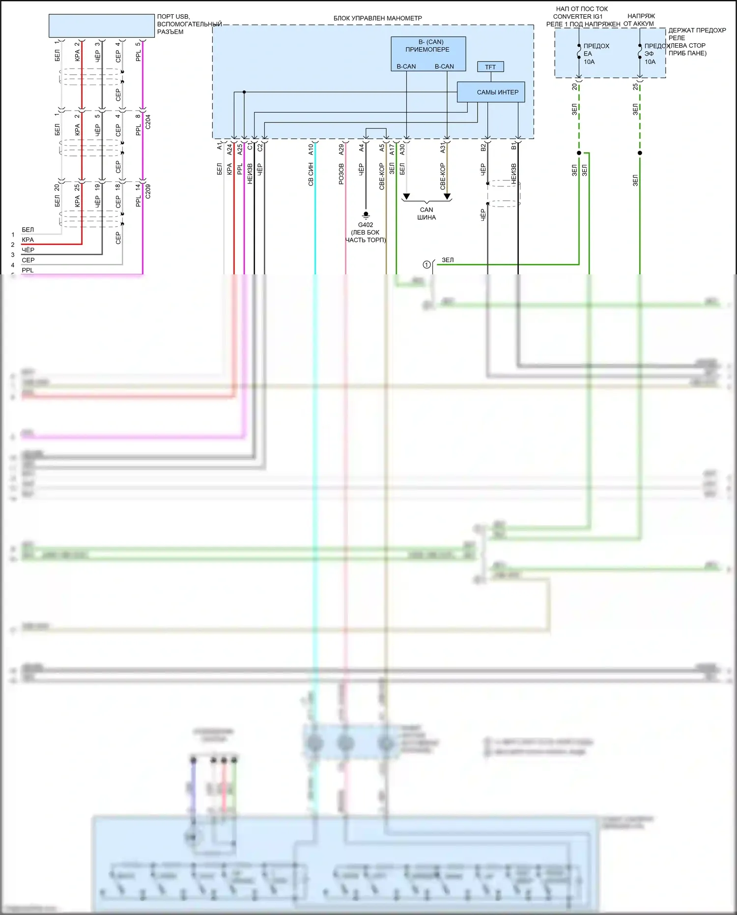 Odyssey Honda V рестайлинг (2017-2020): Электросхема магнитолы, с дисплеем и 11 динамиками (5 из 6) 