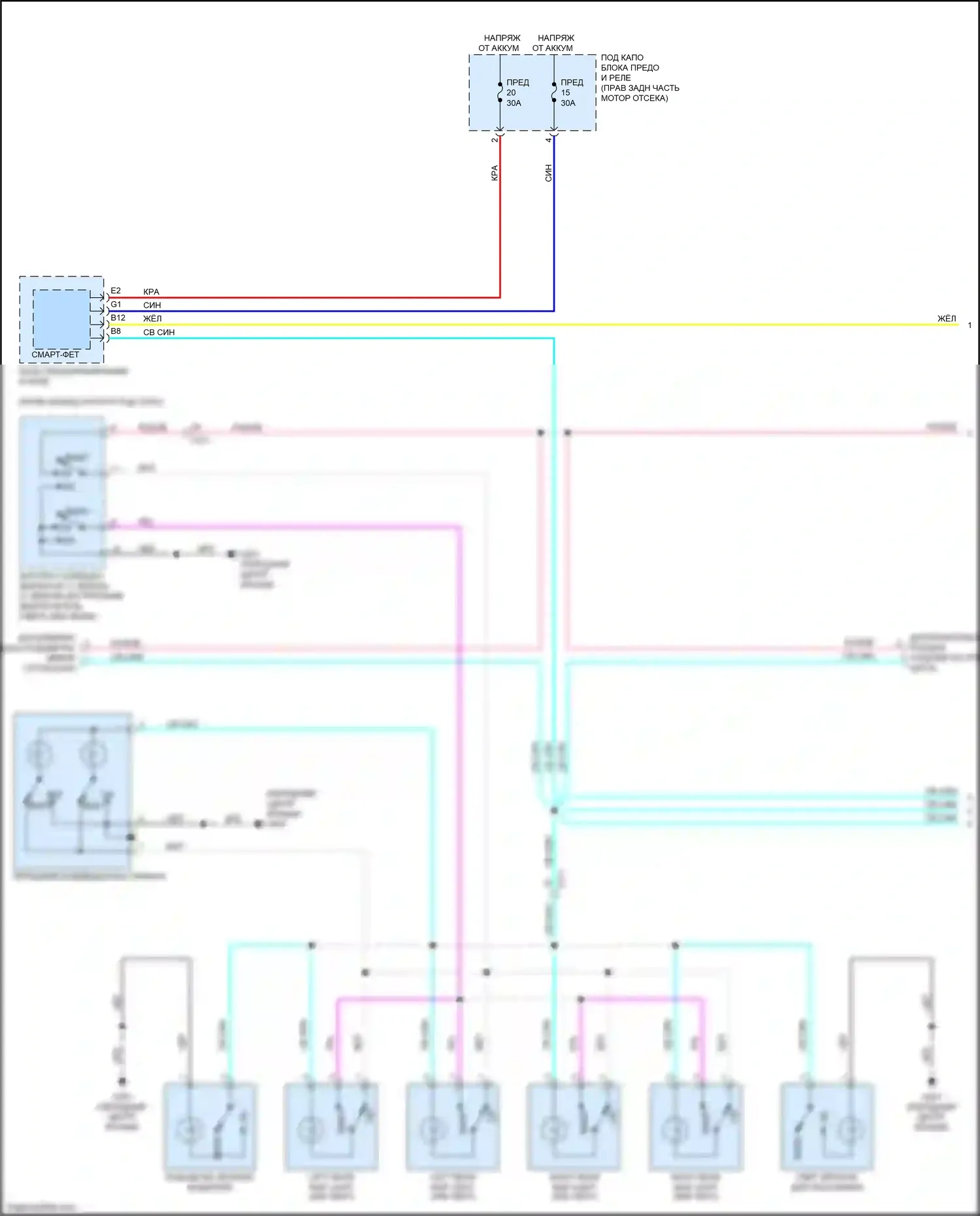 Odyssey Honda V рестайлинг (2017-2020): Электросхема освещения салона (1 из 2) 