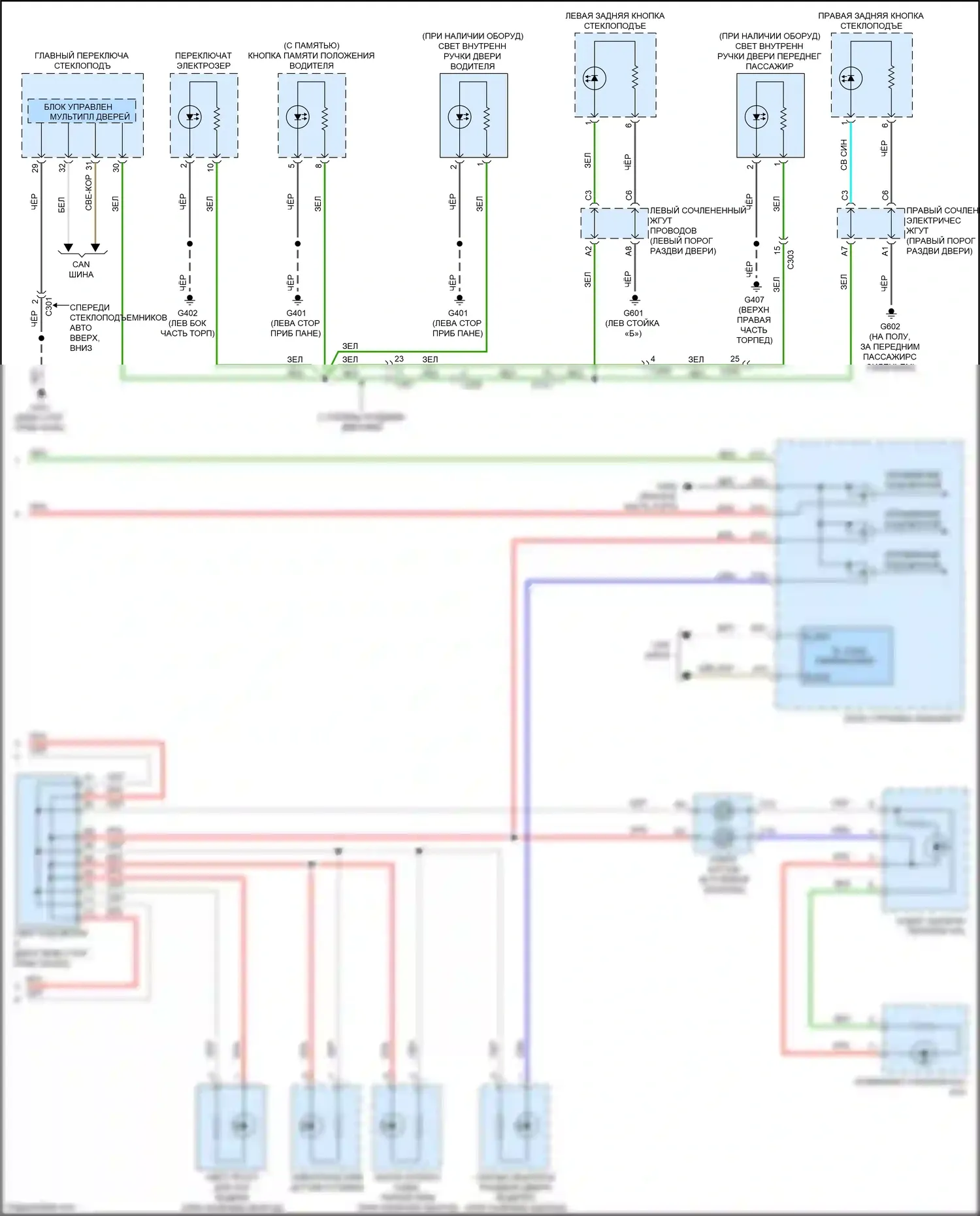 Odyssey Honda V рестайлинг (2017-2020): Электросхема подсветки приборной панели (3 из 3) 