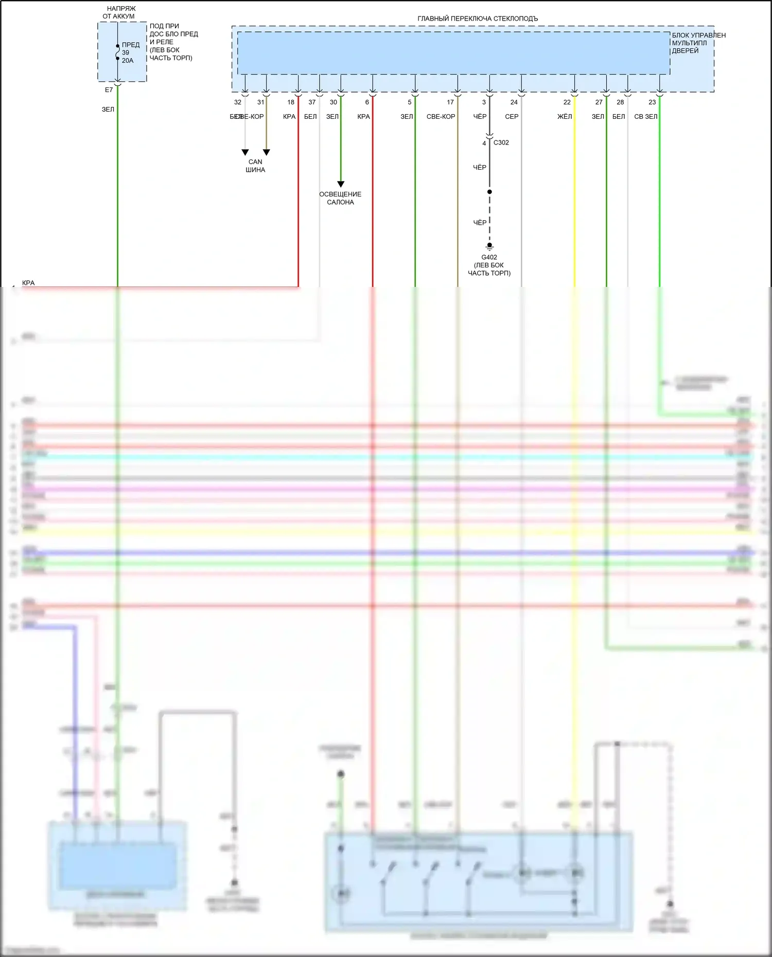 Odyssey Honda V рестайлинг (2017-2020): Электросхема памяти зеркал (2 из 3) 
