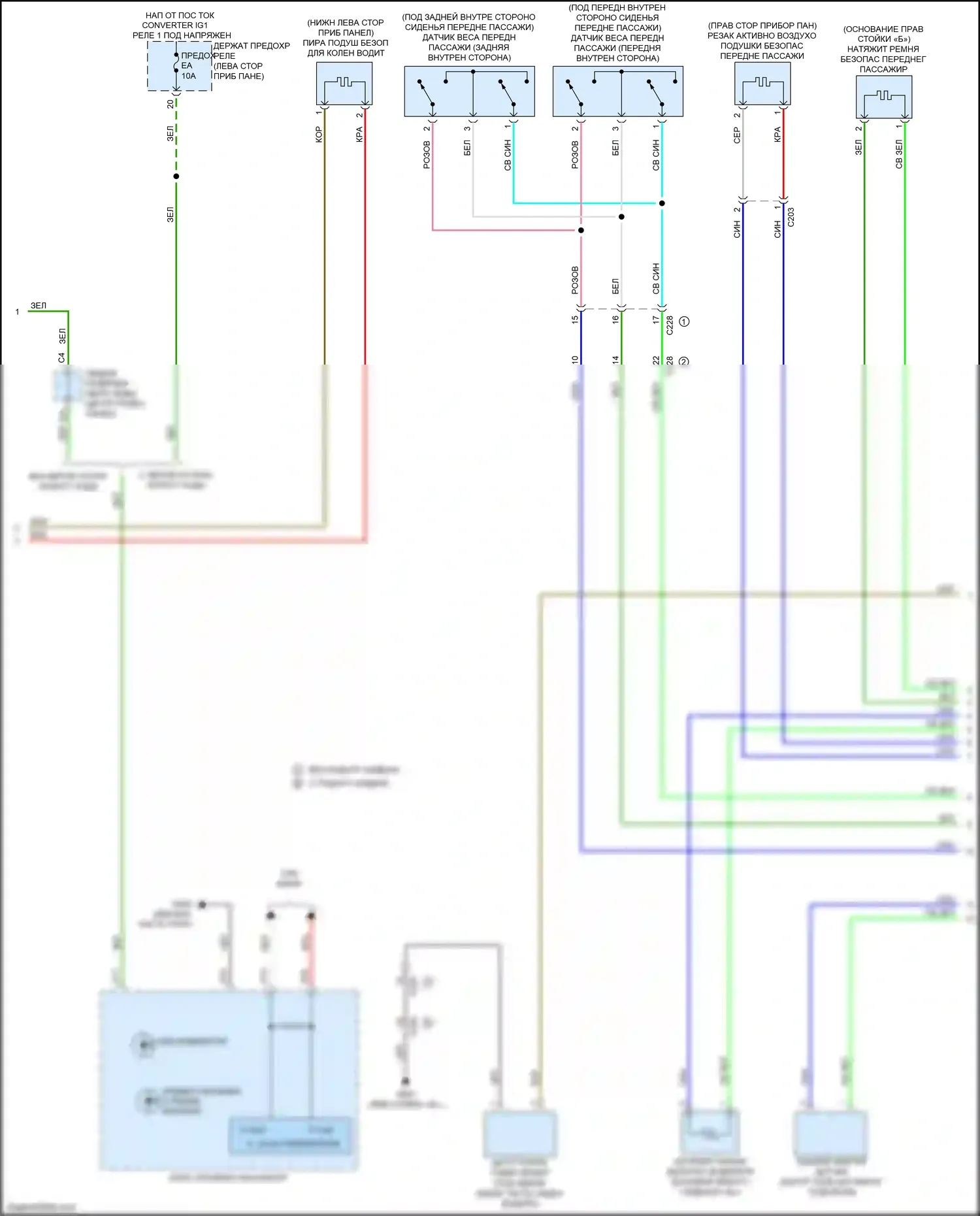 Odyssey Honda V рестайлинг (2017-2020): Электросхема подушек безопасности (2 из 3) 