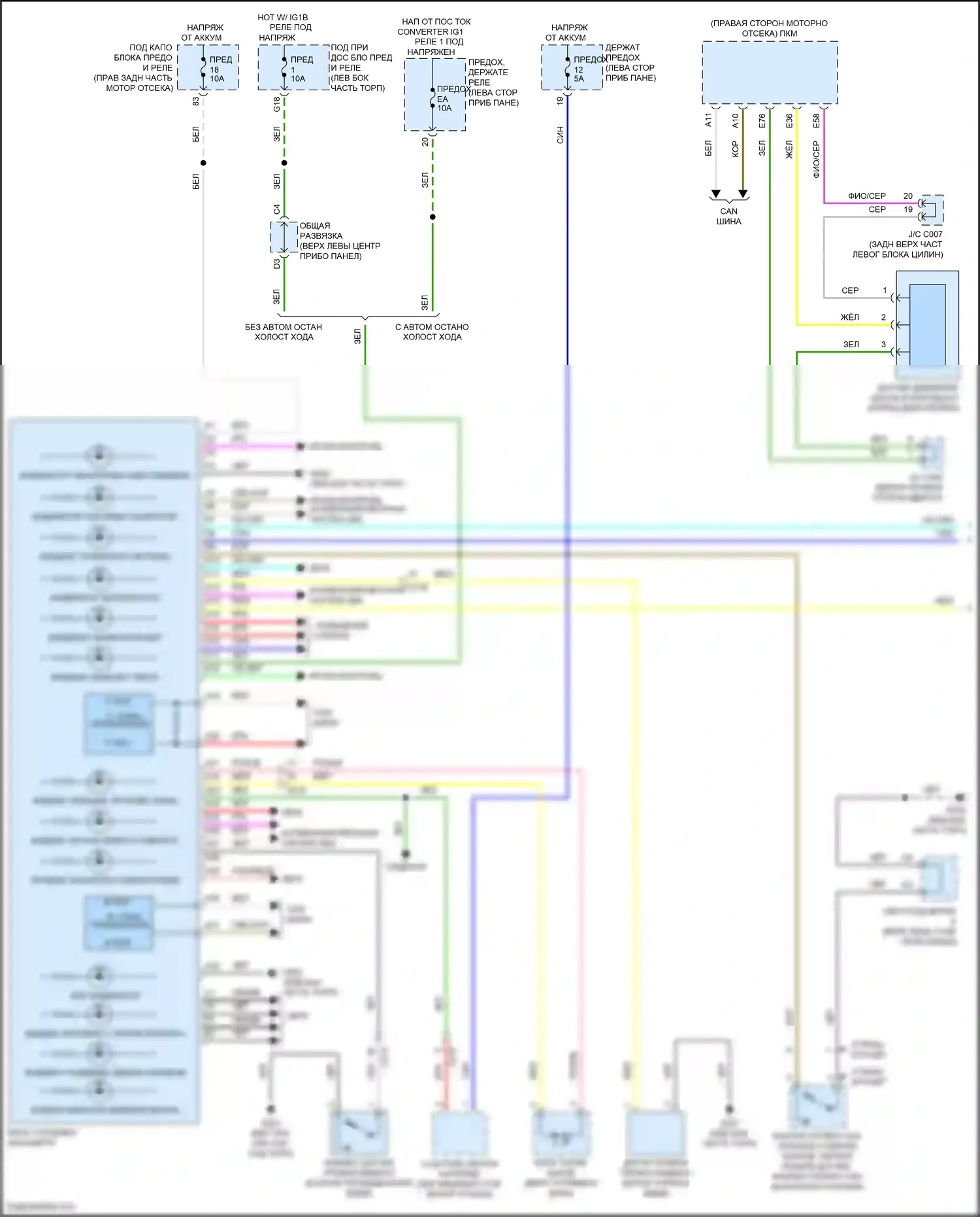 Odyssey Honda V рестайлинг (2017-2020): Электросхема приборной панели (1 из 2) 