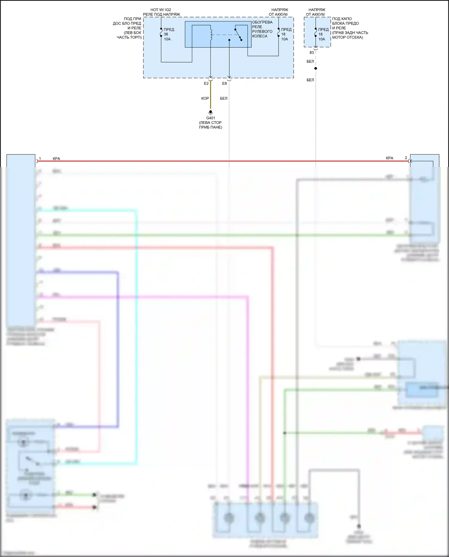 Odyssey Honda V рестайлинг (2017-2020): Электросхема рулевого колеса с подогревом 