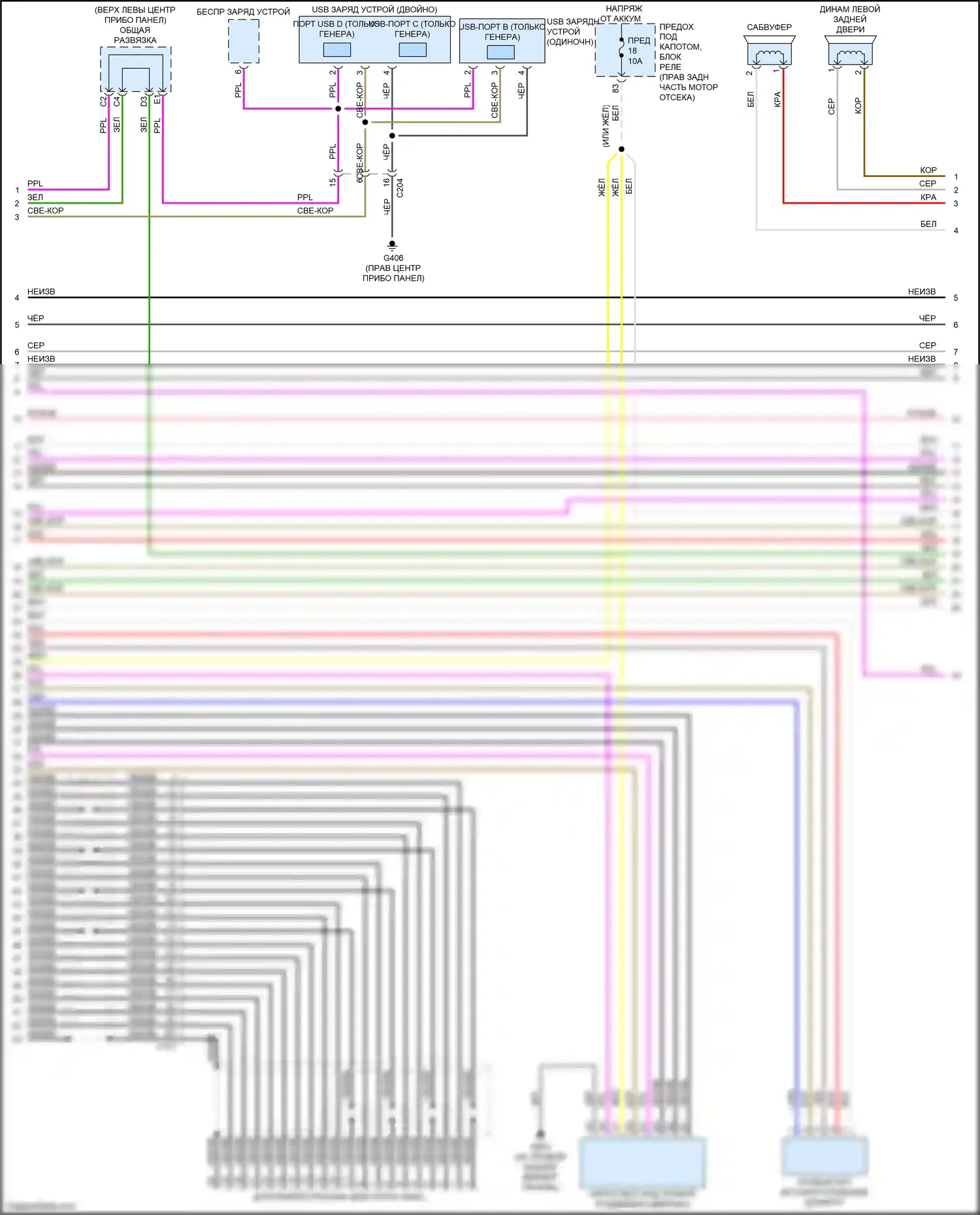 Odyssey Honda V рестайлинг (2017-2020): Электросхема навигации, 7 динамиков (2 из 6) 