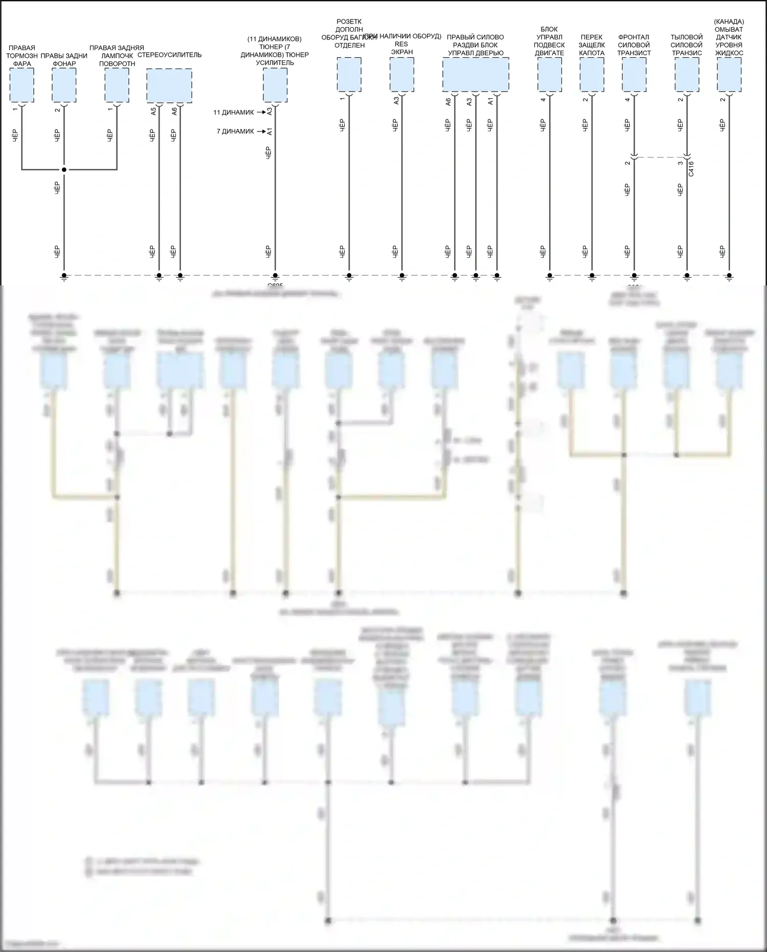 Odyssey Honda V рестайлинг (2017-2020): Электросхема разводки массы (2 из 6) 