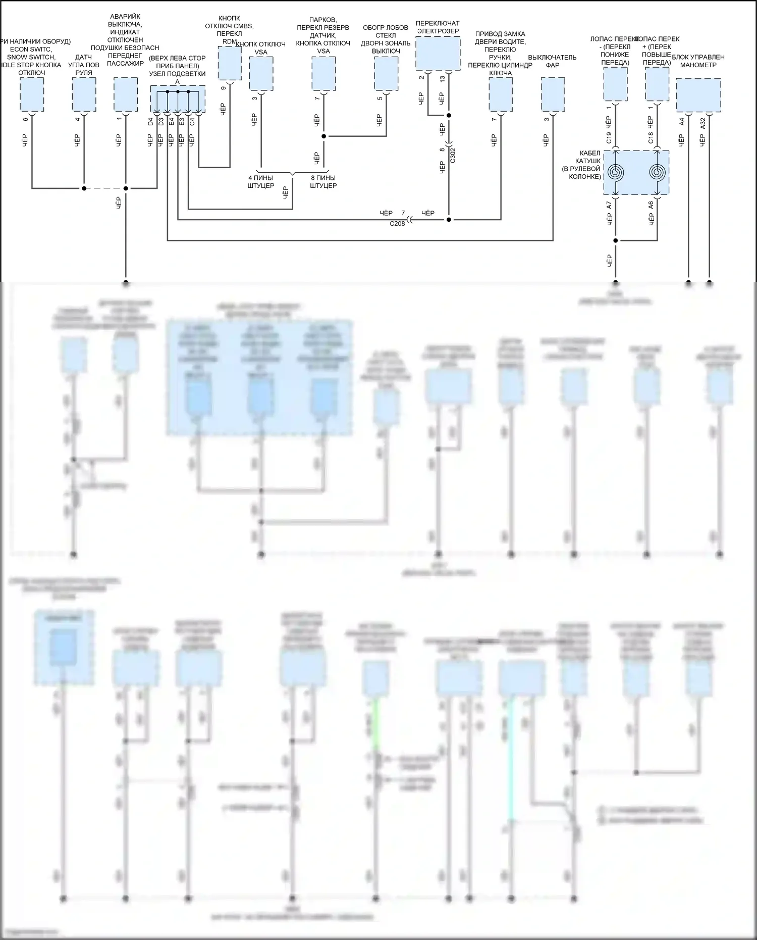 Odyssey Honda V рестайлинг (2017-2020): Электросхема разводки массы (4 из 6) 