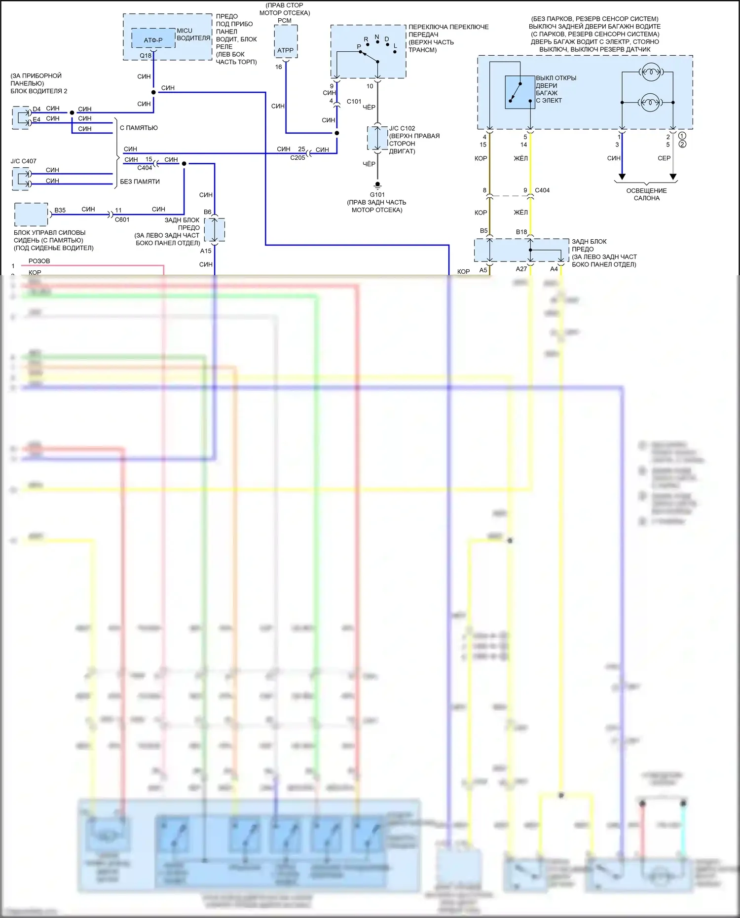 Odyssey Honda V (2013-2017): Электросхема силовой двери багажника (2 из 2) 