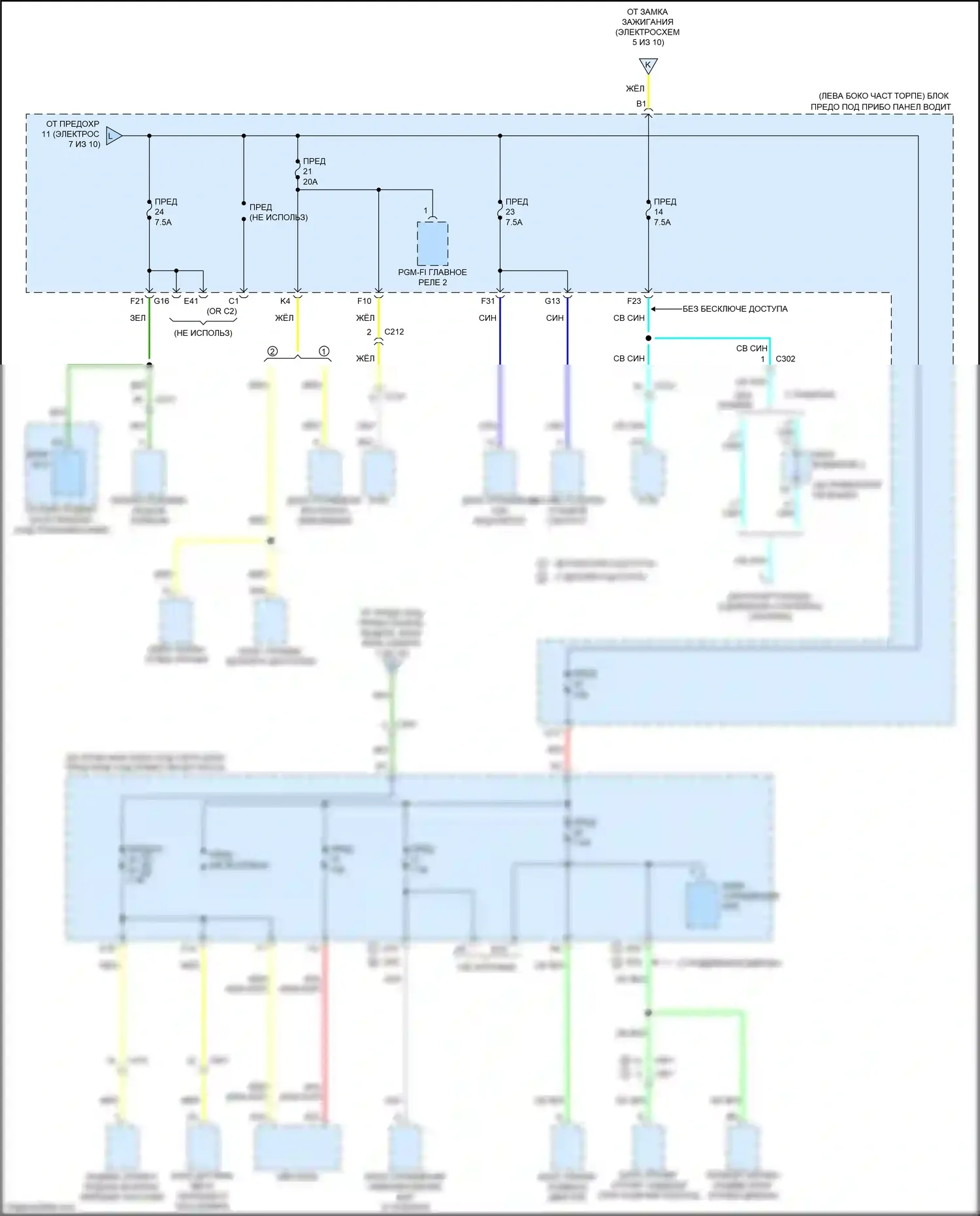 Odyssey Honda V (2013-2017): Электросхема блока предохранителей реле (8 из 10) 