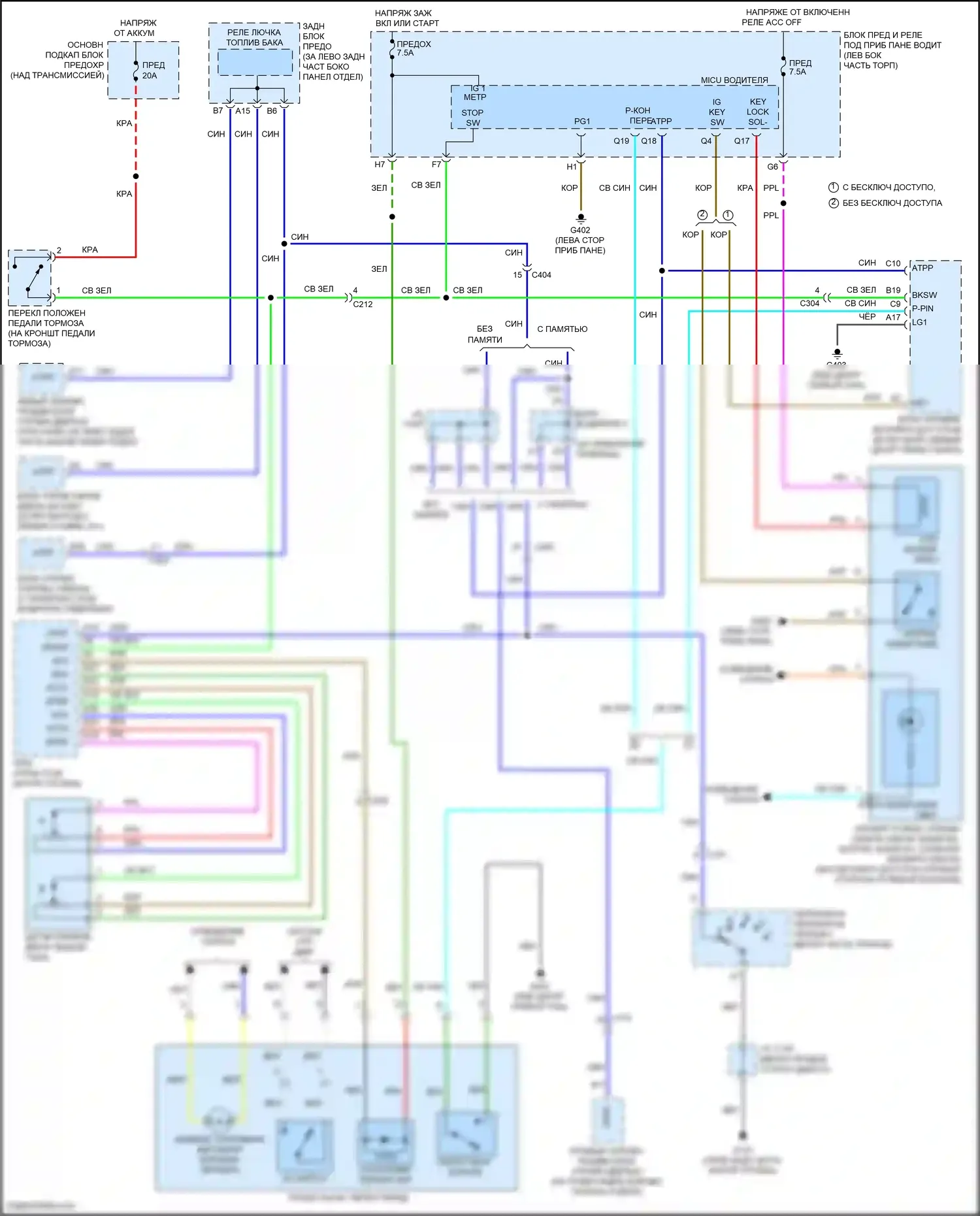 Odyssey Honda V (2013-2017): Электросхема блокировки селектора 