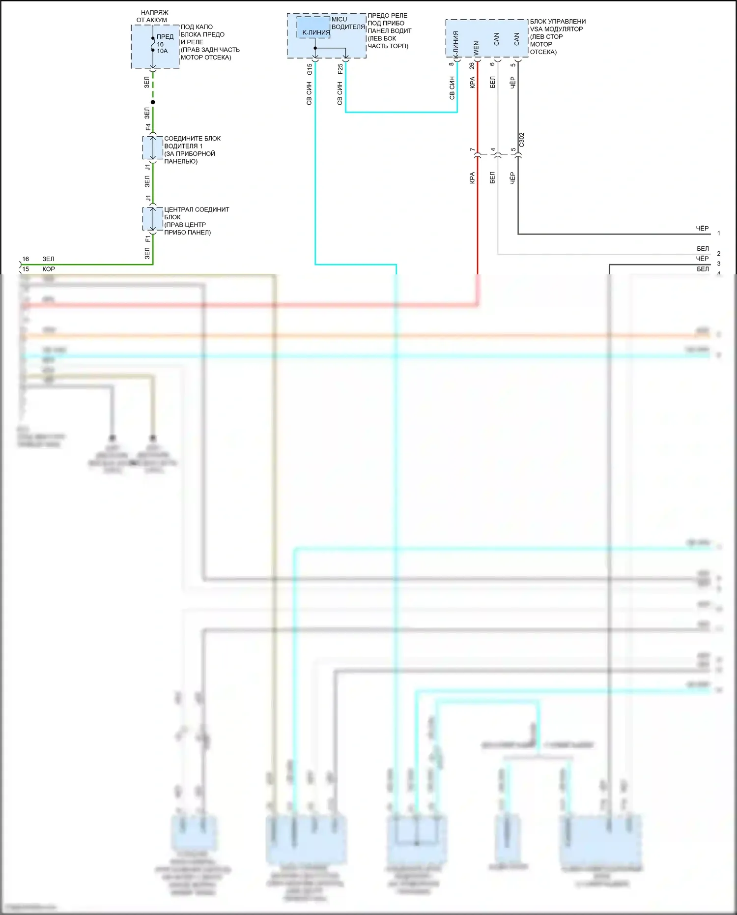 Odyssey Honda V (2013-2017): Электросхема диагностического разхъема (1 из 2) 