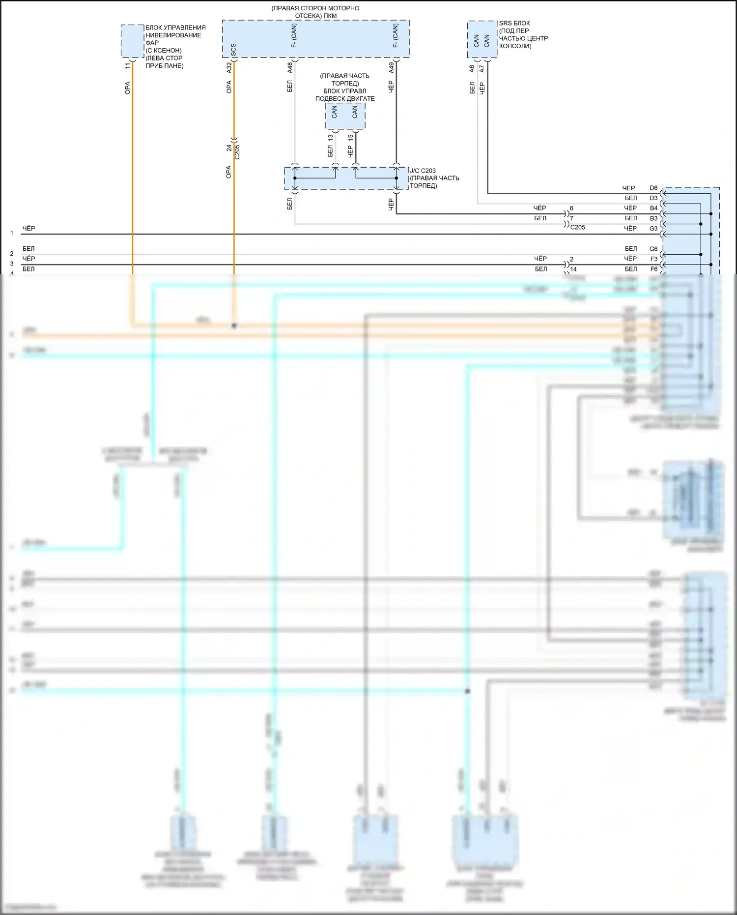 Odyssey Honda V (2013-2017): Электросхема диагностического разхъема (2 из 2) 