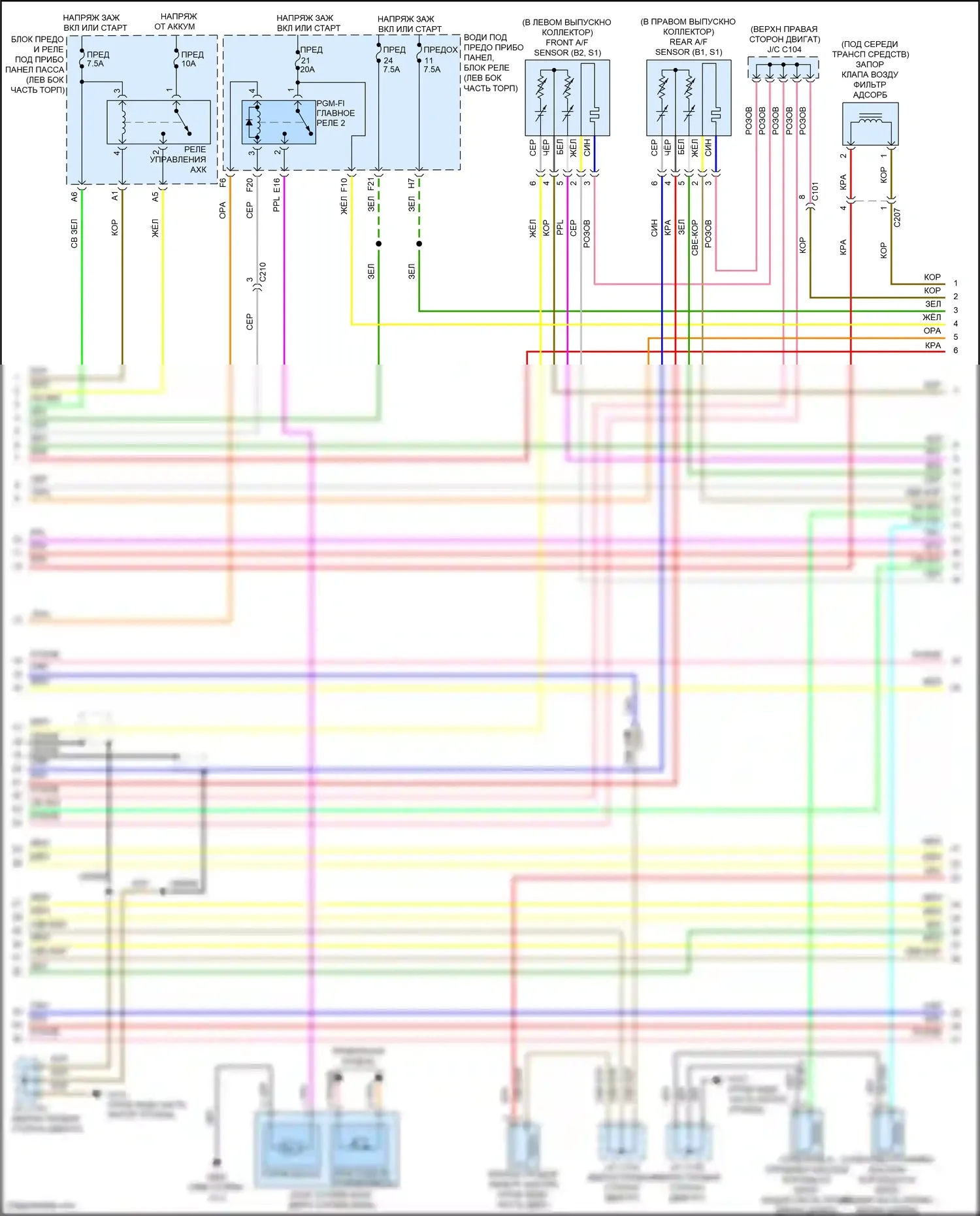 Odyssey Honda V (2013-2017): Электросхема двигателя 3.5l (3 из 7) 