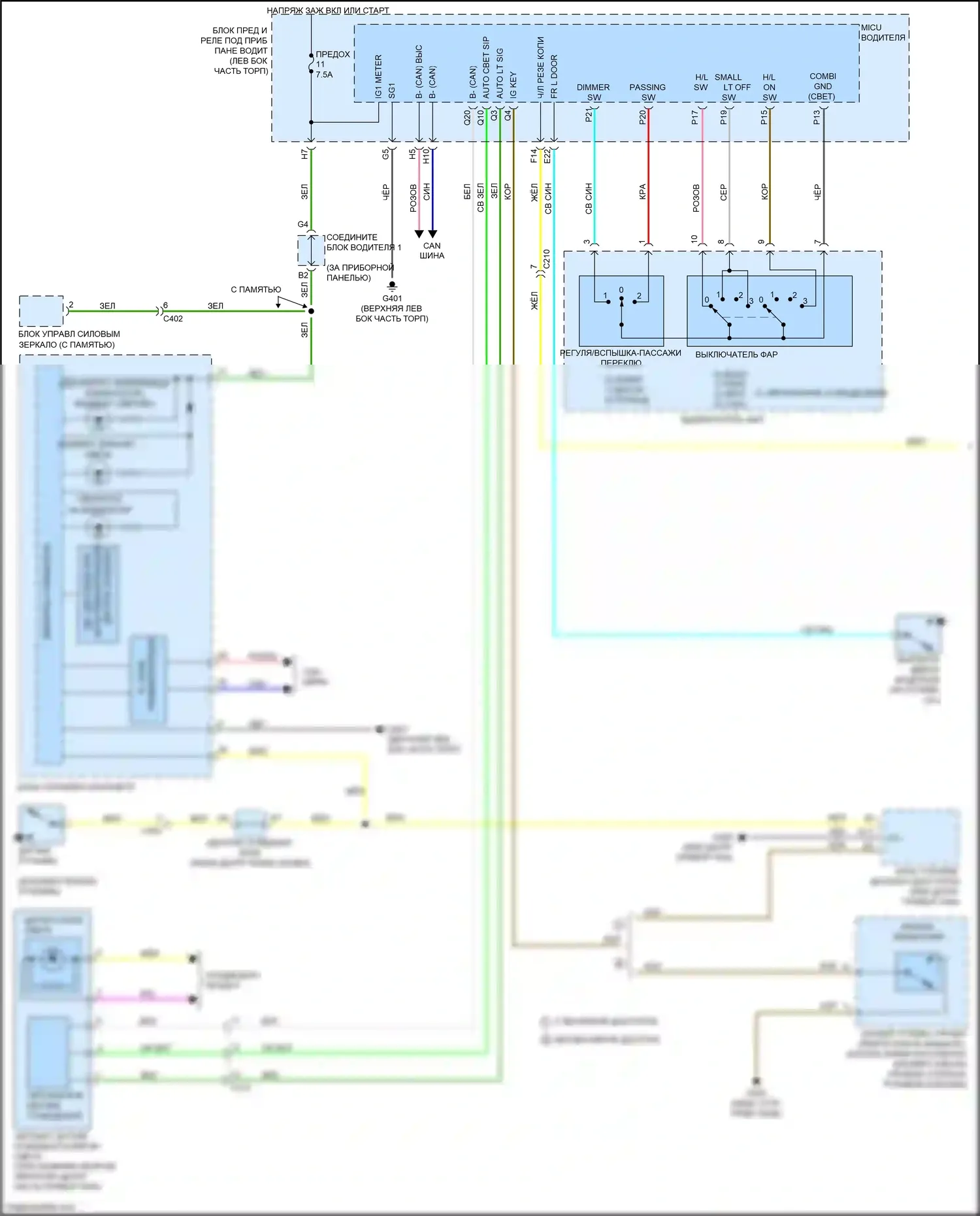 Odyssey Honda V (2013-2017): Электросхема фар (1 из 2) 