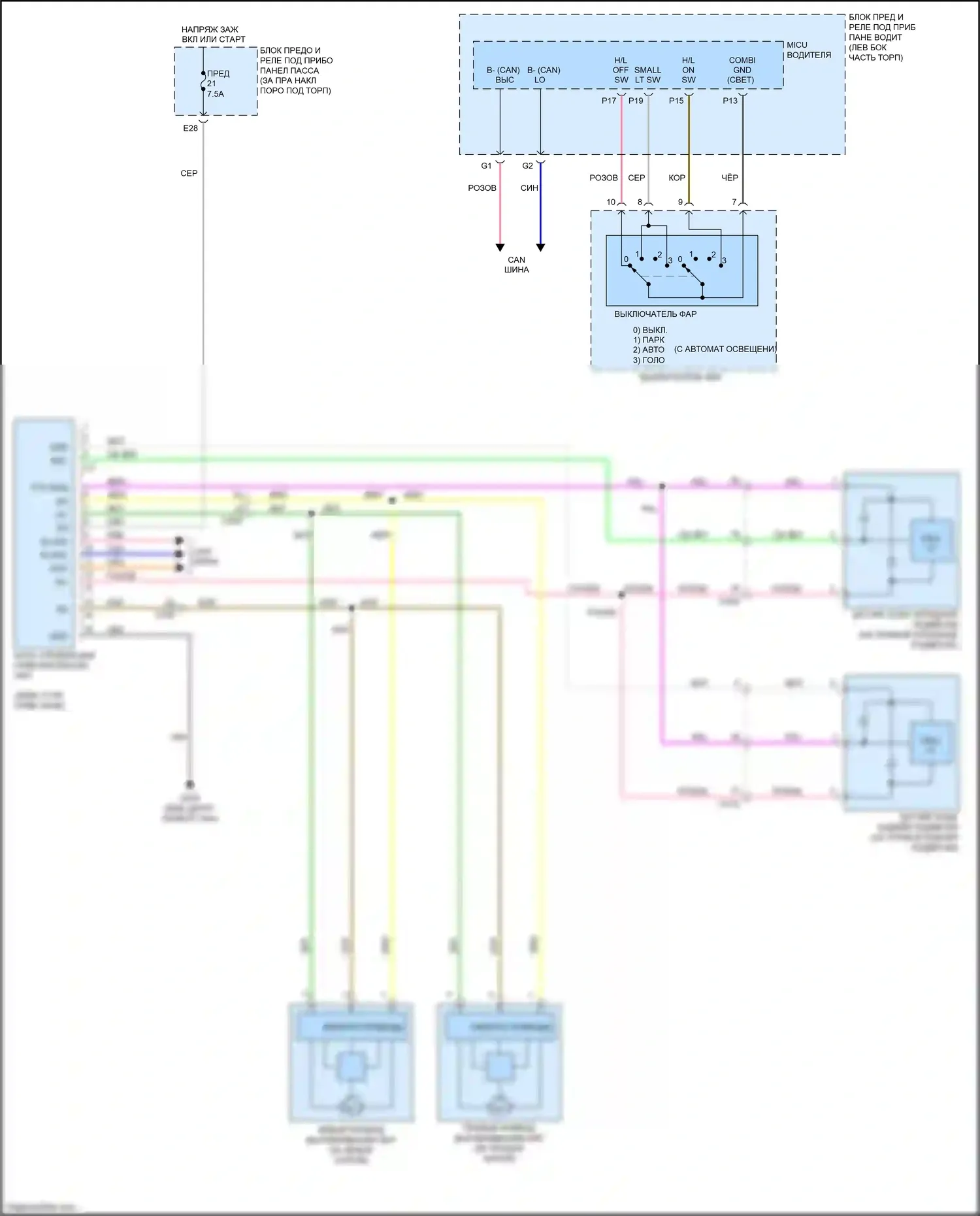 Odyssey Honda V (2013-2017): Электросхема корректора фар 