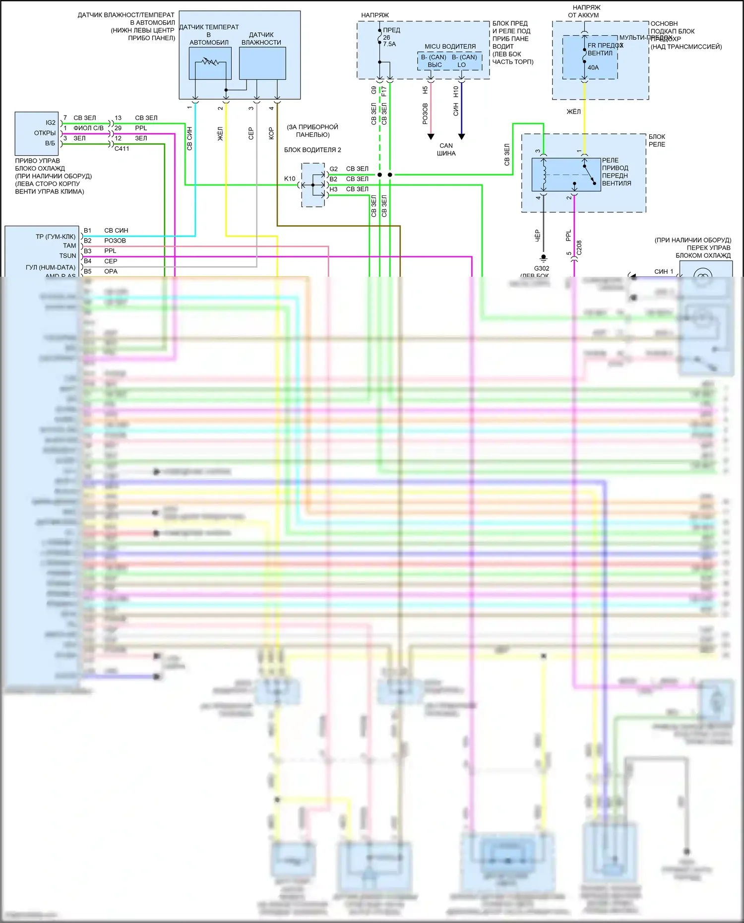 Odyssey Honda V (2013-2017): Электросхема климат контроля, с памятью (1 из 3) 