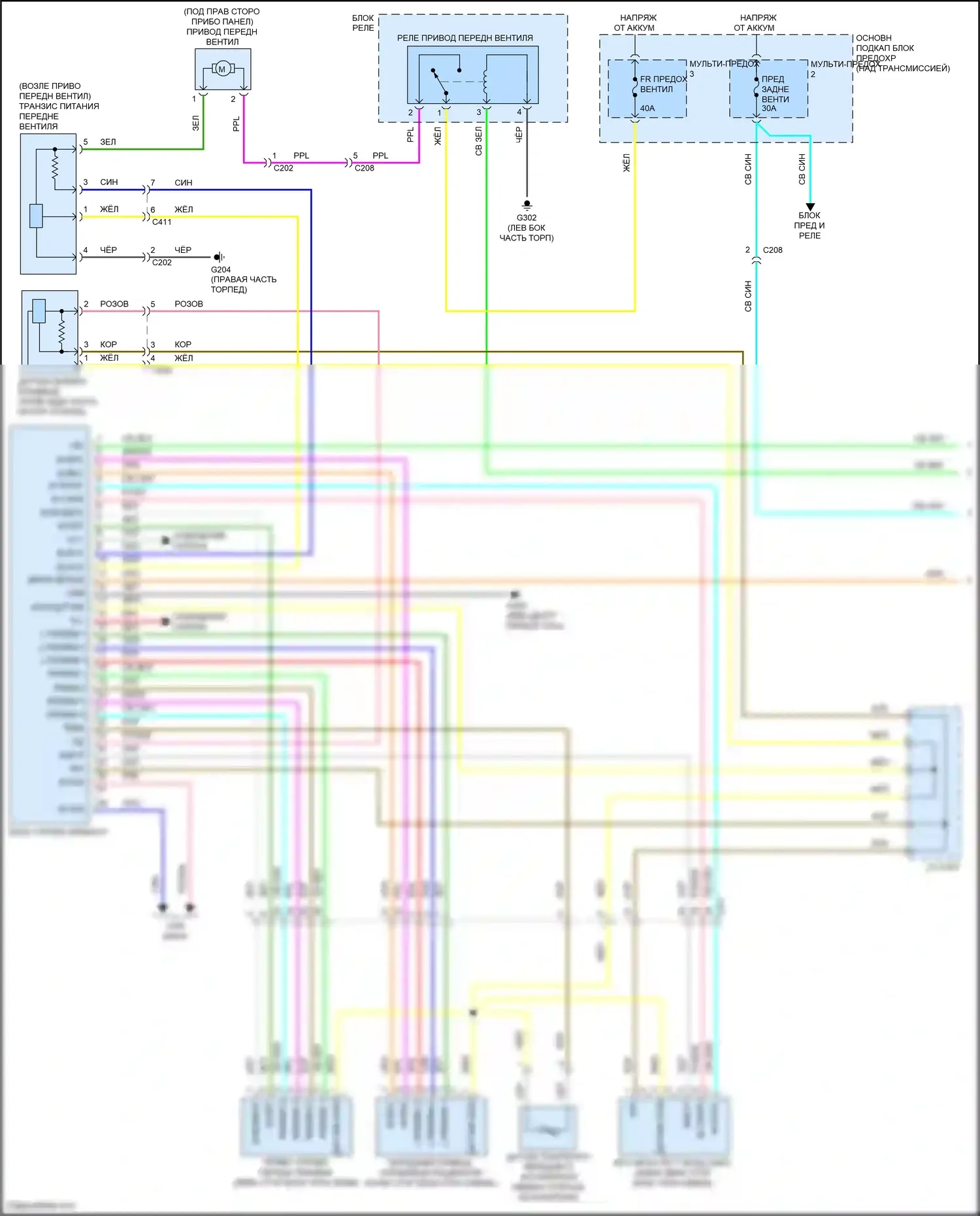 Odyssey Honda V (2013-2017): Электросхема ручного кондиционера (1 из 3) 