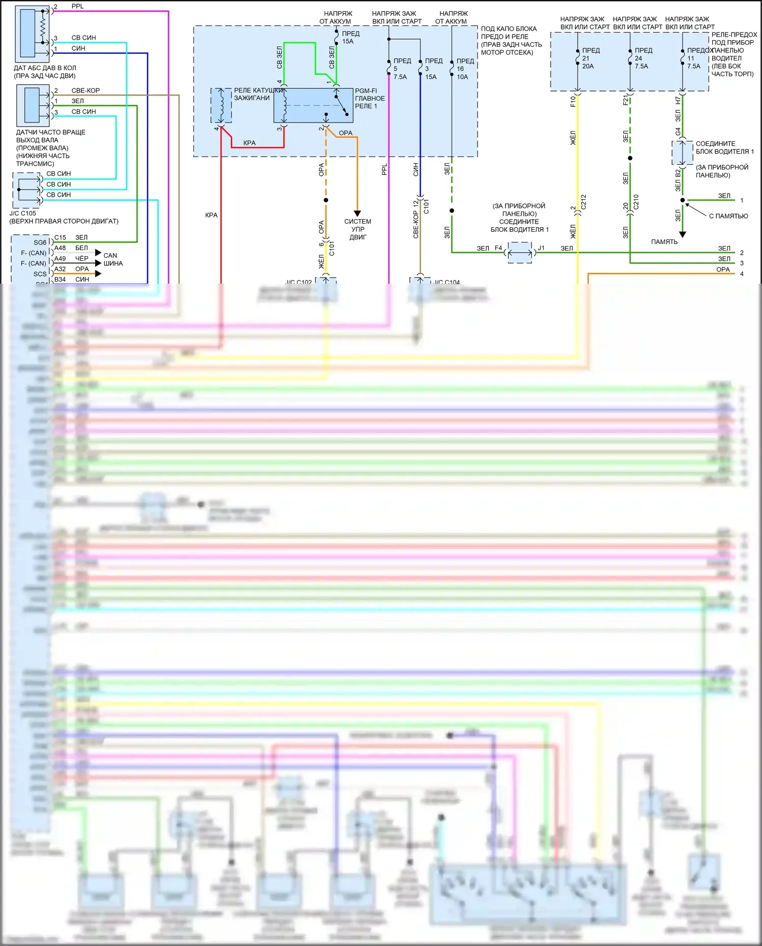 Odyssey Honda V (2013-2017): Электросхема коробки передач (1 из 2) 