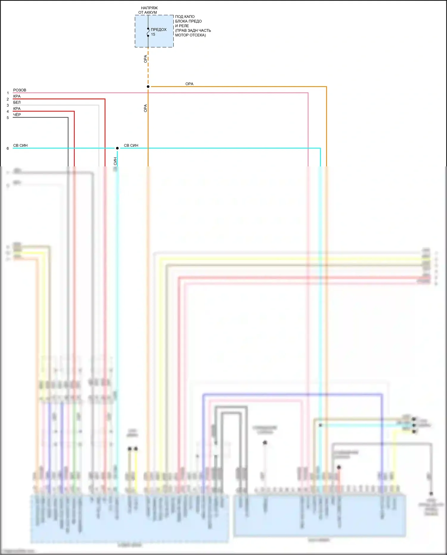 Odyssey Honda V (2013-2017): Электросхема мультимедий заднего сиденья, без навигации (2 из 3) 