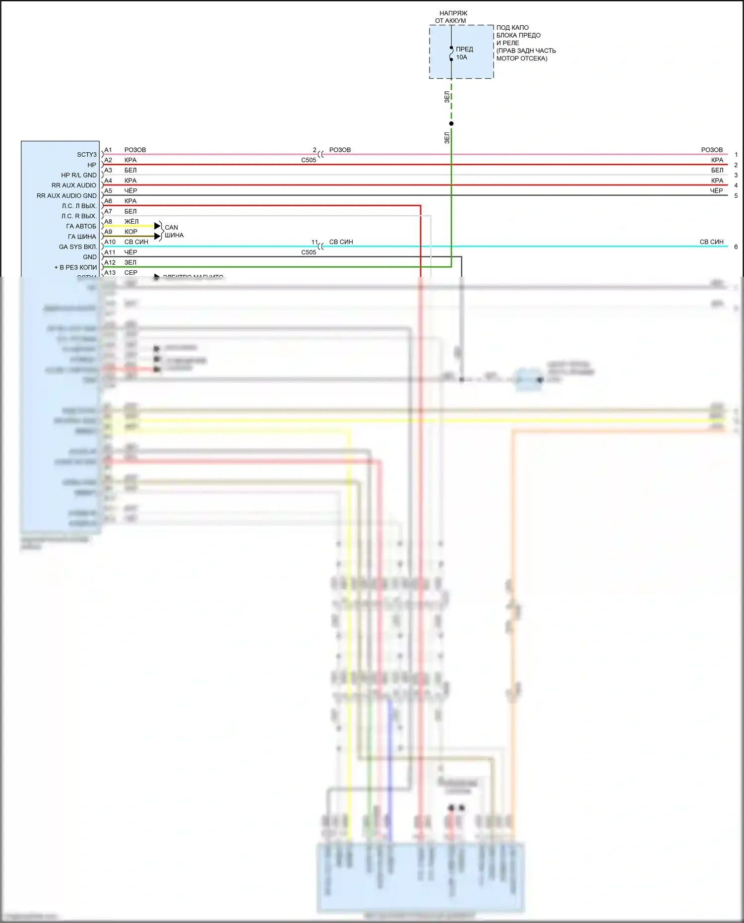 Odyssey Honda V (2013-2017): Электросхема мультимедии заднего сиденья, с навигацией и, без res wide (1 из 3) 