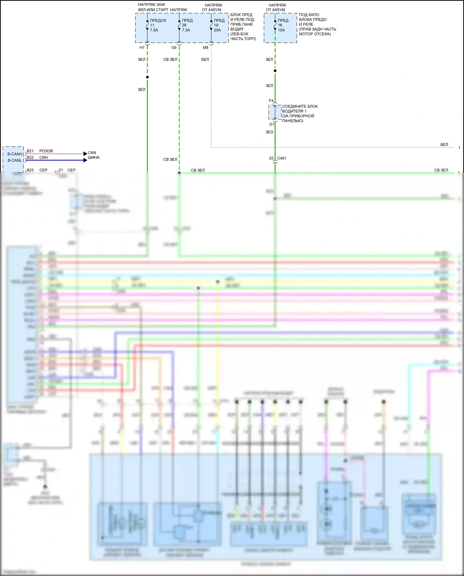 Odyssey Honda V (2013-2017): Электросхема памяти зеркал (1 из 3) 