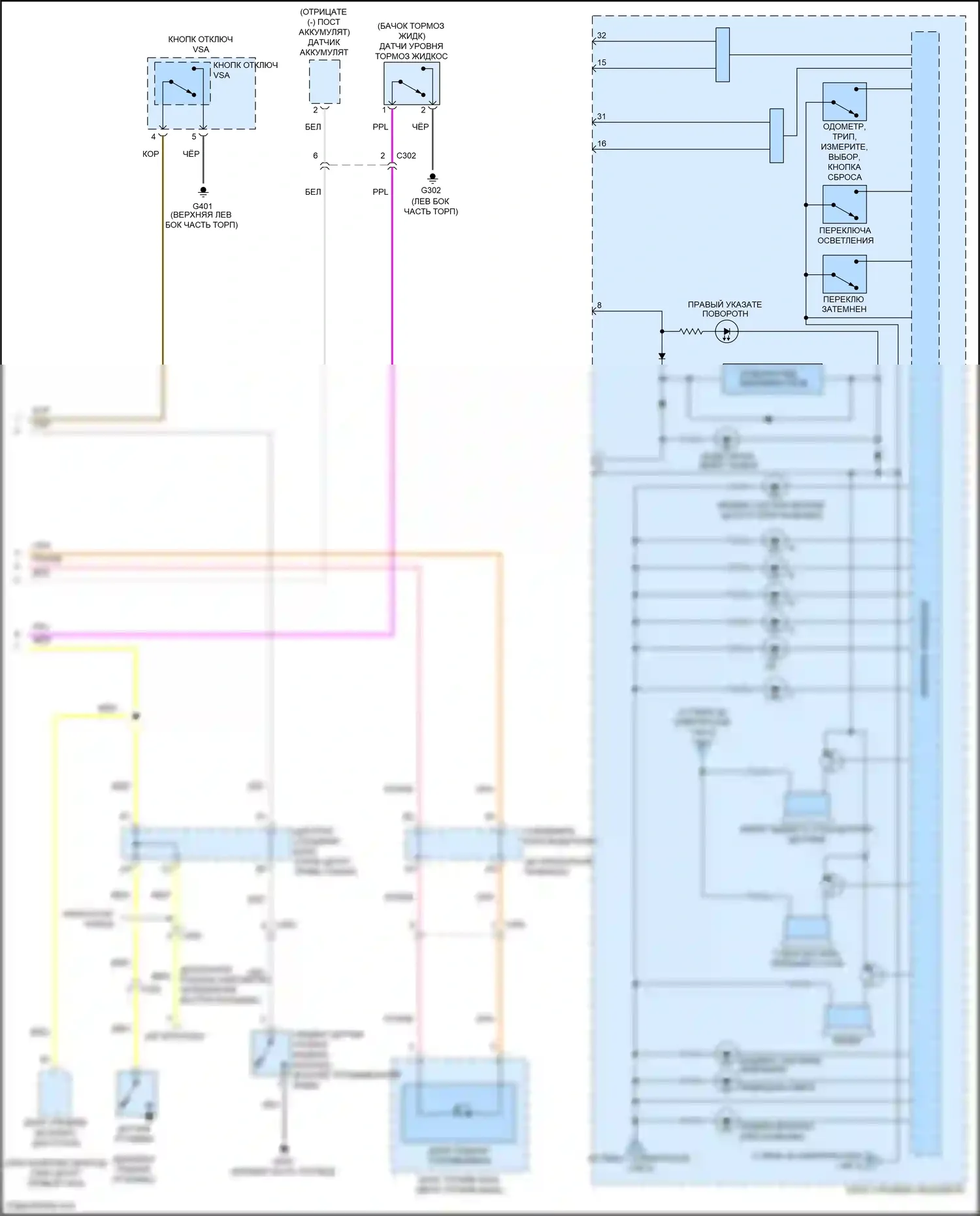 Odyssey Honda V (2013-2017): Электросхема приборной панели (3 из 3) 