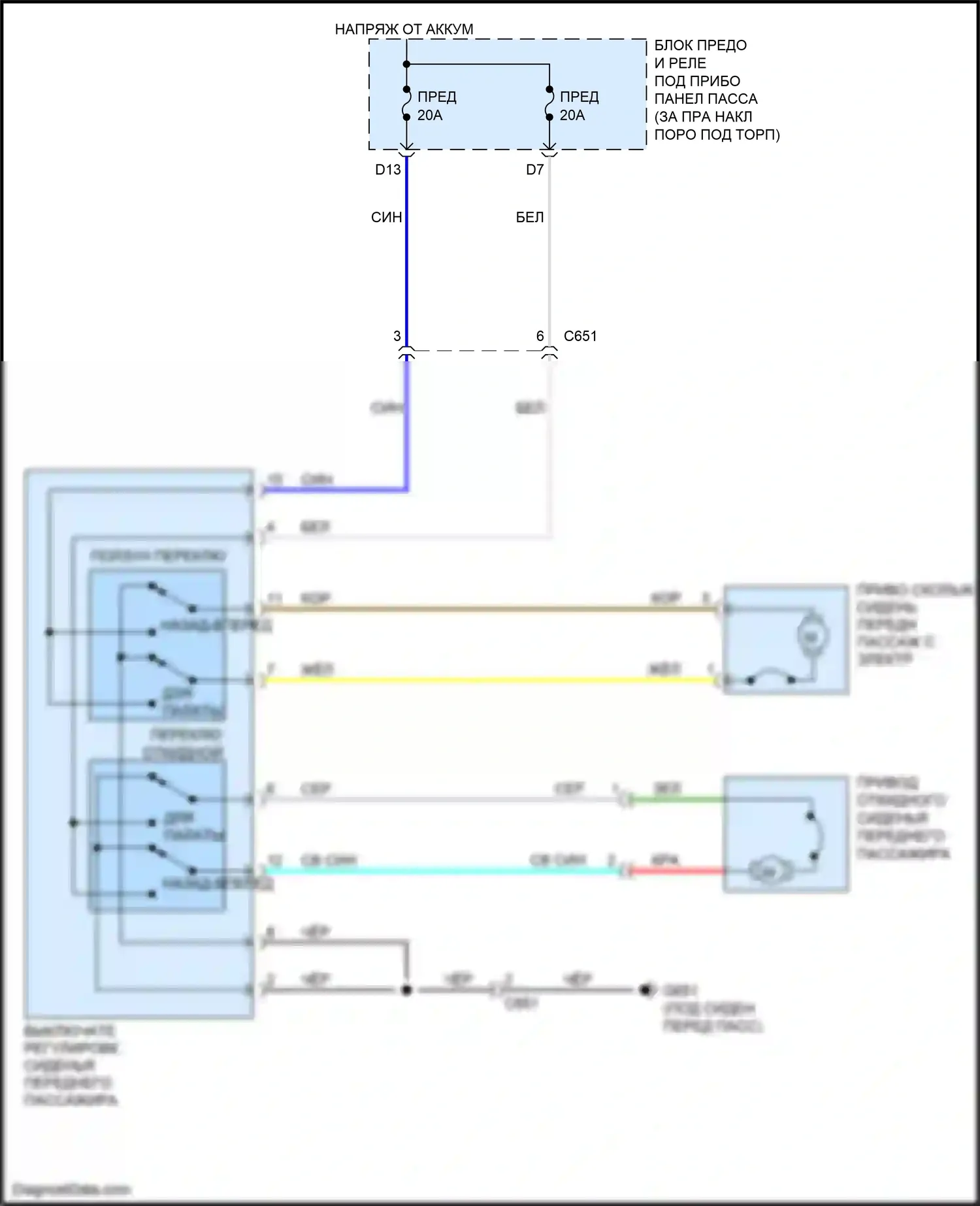 Odyssey Honda V (2013-2017): Электросхема сиденья питания для пассажиров 