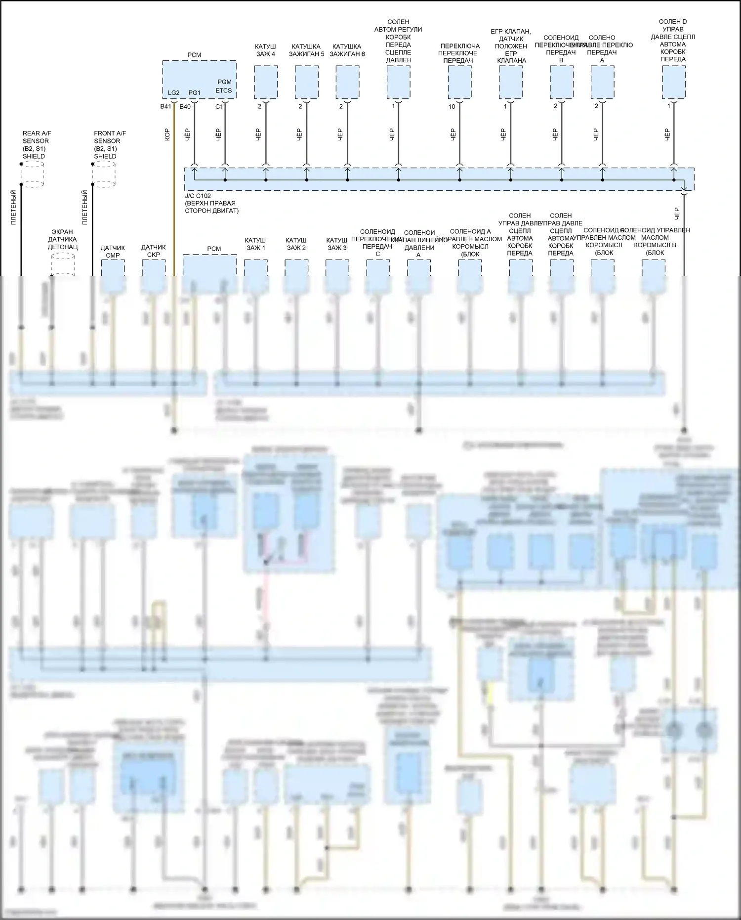 Odyssey Honda V (2013-2017): Электросхема точек подключения масс (2 из 5) 