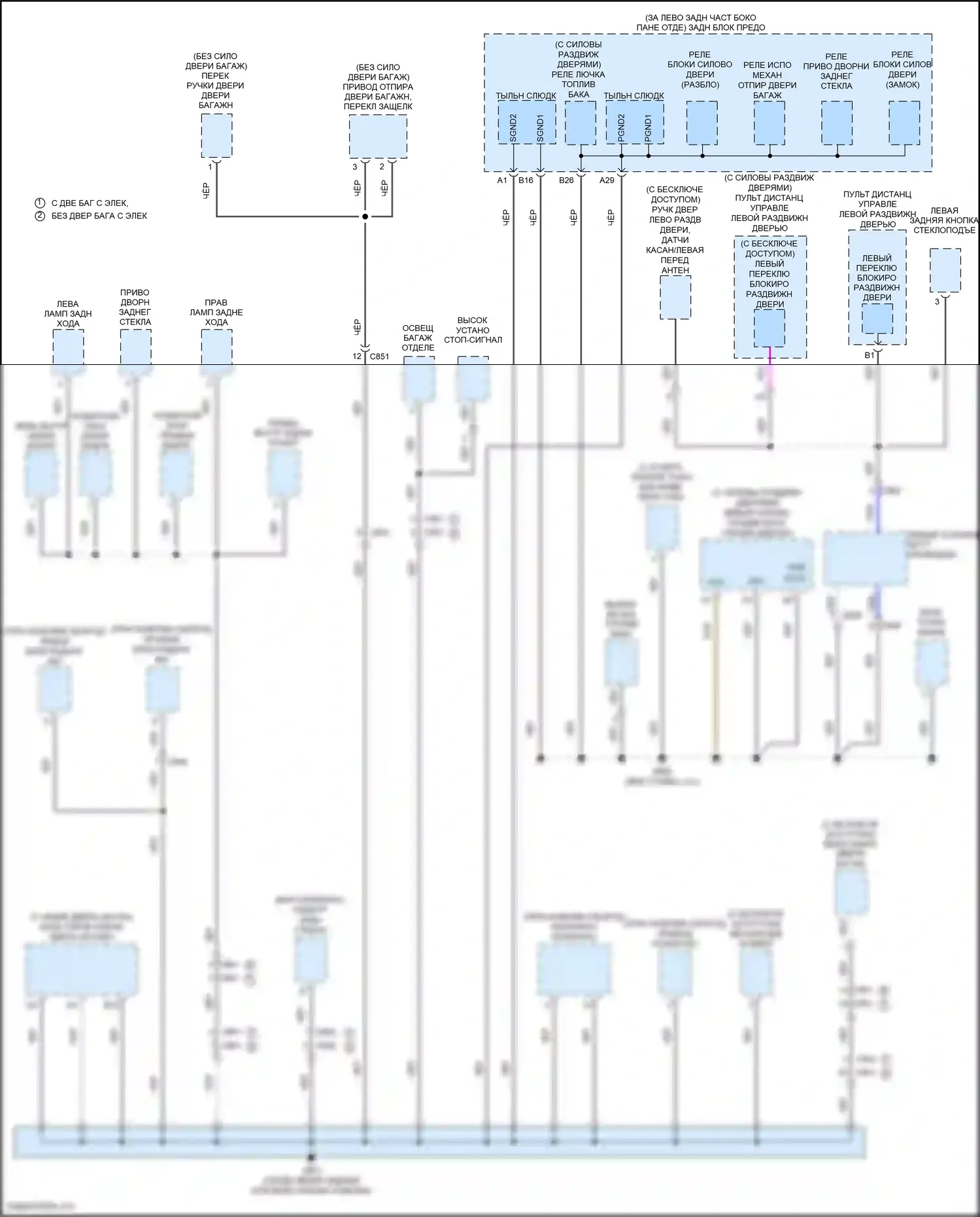 Odyssey Honda V (2013-2017): Электросхема точек подключения масс (4 из 5) 