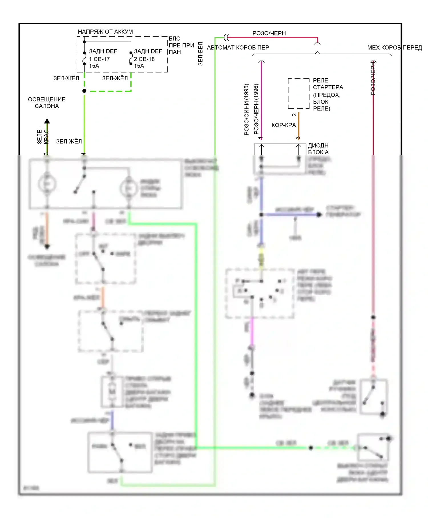 Passport Honda I (1993-1997): Электросхема выпуска двери багажника, поздний выпуск 