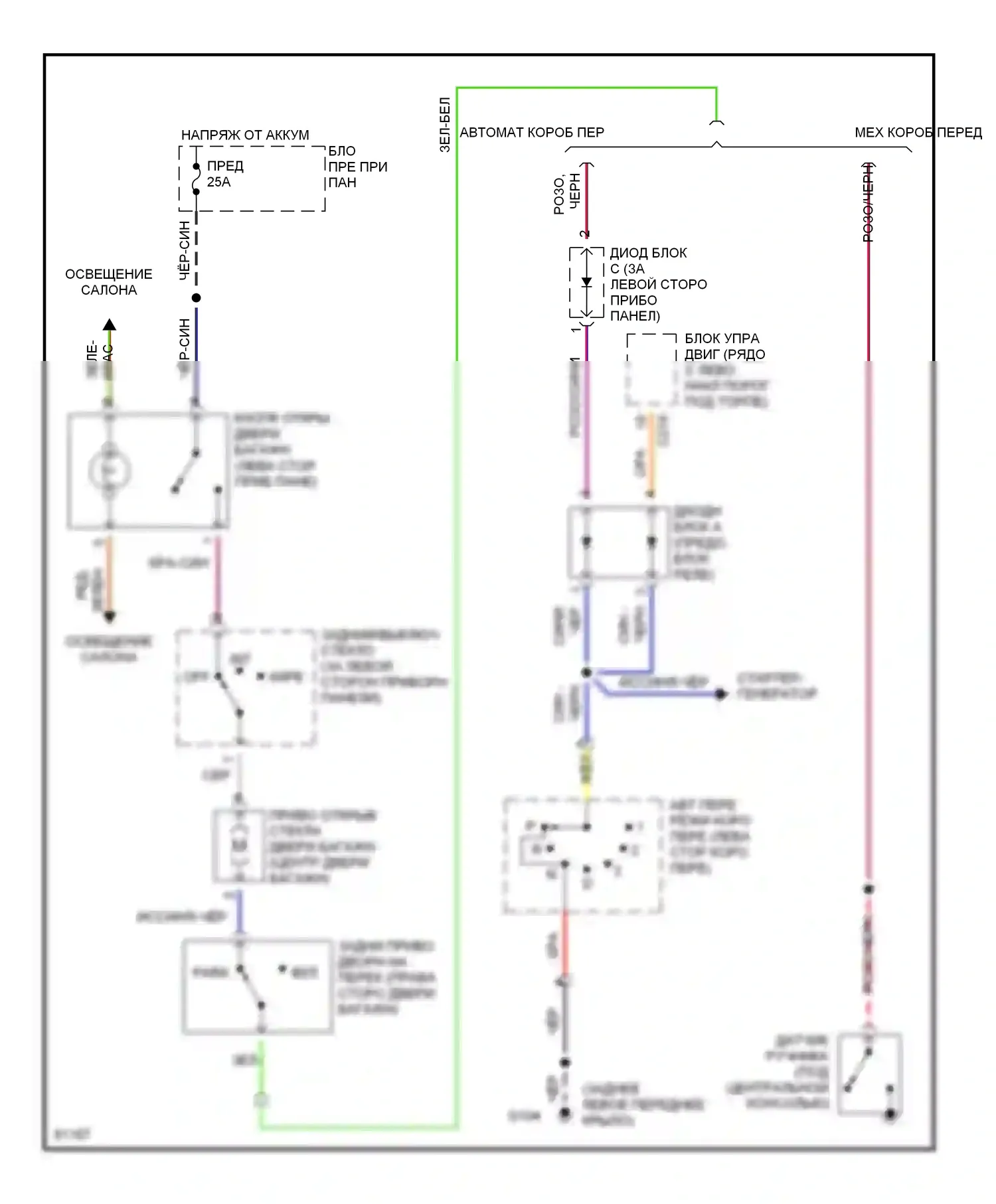 Passport Honda I (1993-1997): Электросхема выпуска двери багажника, ранний выпуск 